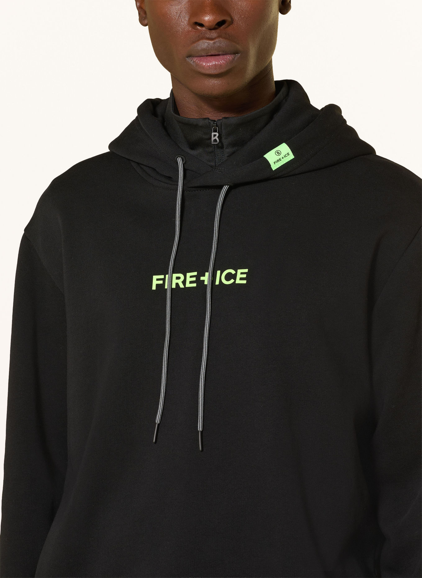 FIRE+ICE Hoodie COVELL: SCHWARZ / NEONGRÜN