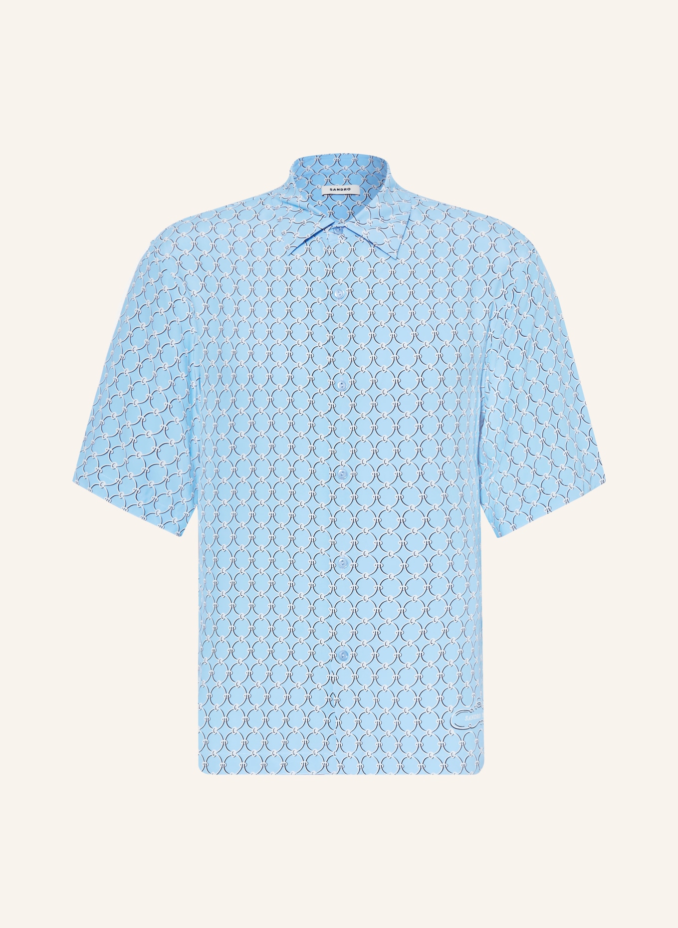 SANDRO Kurzarm-Hemd Regular Fit: HELLBLAU / WEISS / SCHWARZ