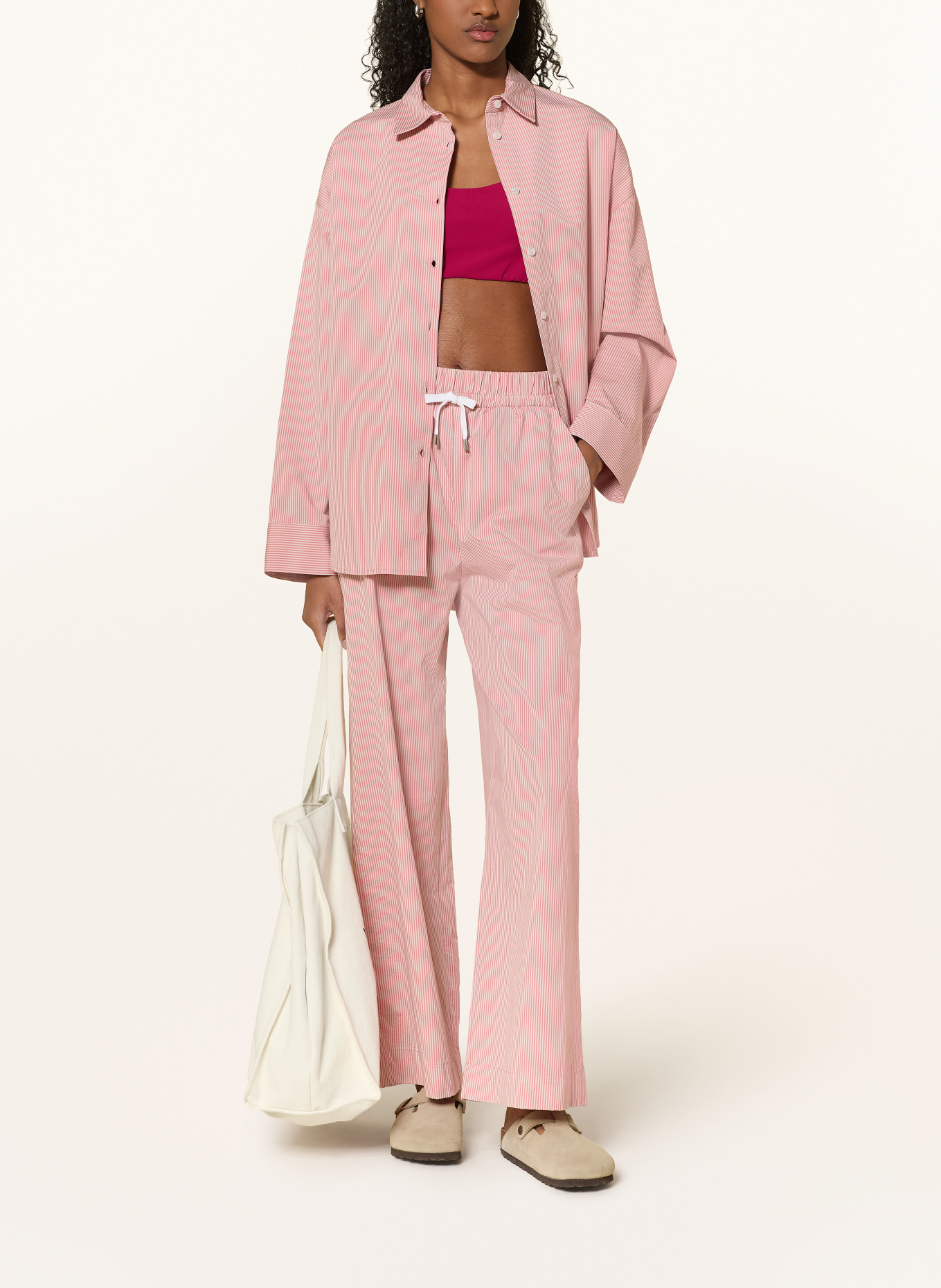 Sweaty Betty SUMMER STRIPE Pants: WHITE / PINK