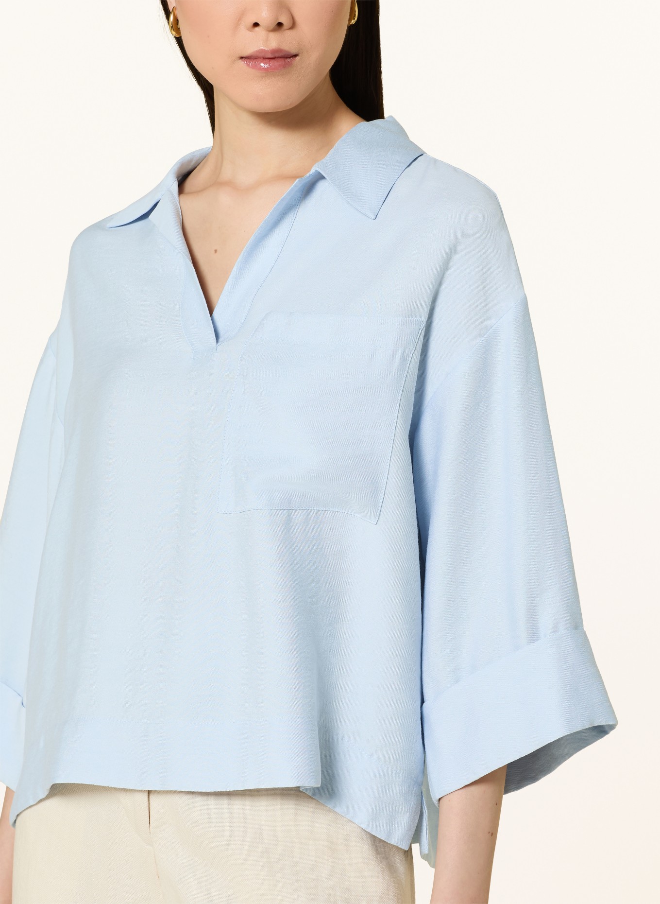 OPUS FELMARA blouse-style shirt with 3/4 sleeves: LIGHT BLUE