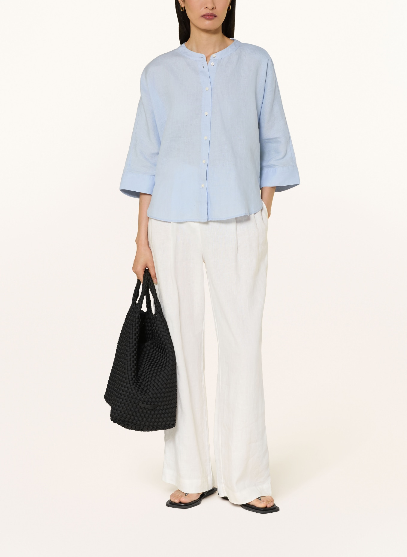OPUS Blusenshirt FULIS aus Leinen mit 3/4-Arm: HELLBLAU