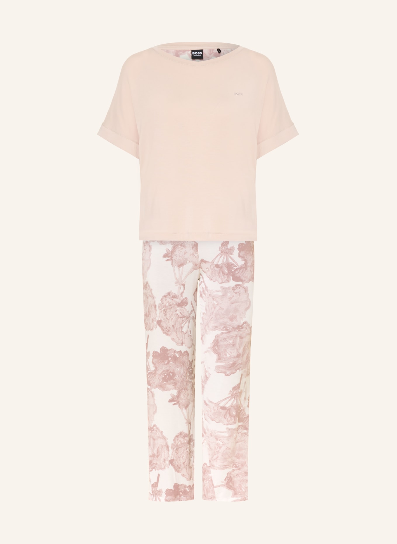 BOSS ESSENCE Pajamas: WHITE / DUSKY PINK