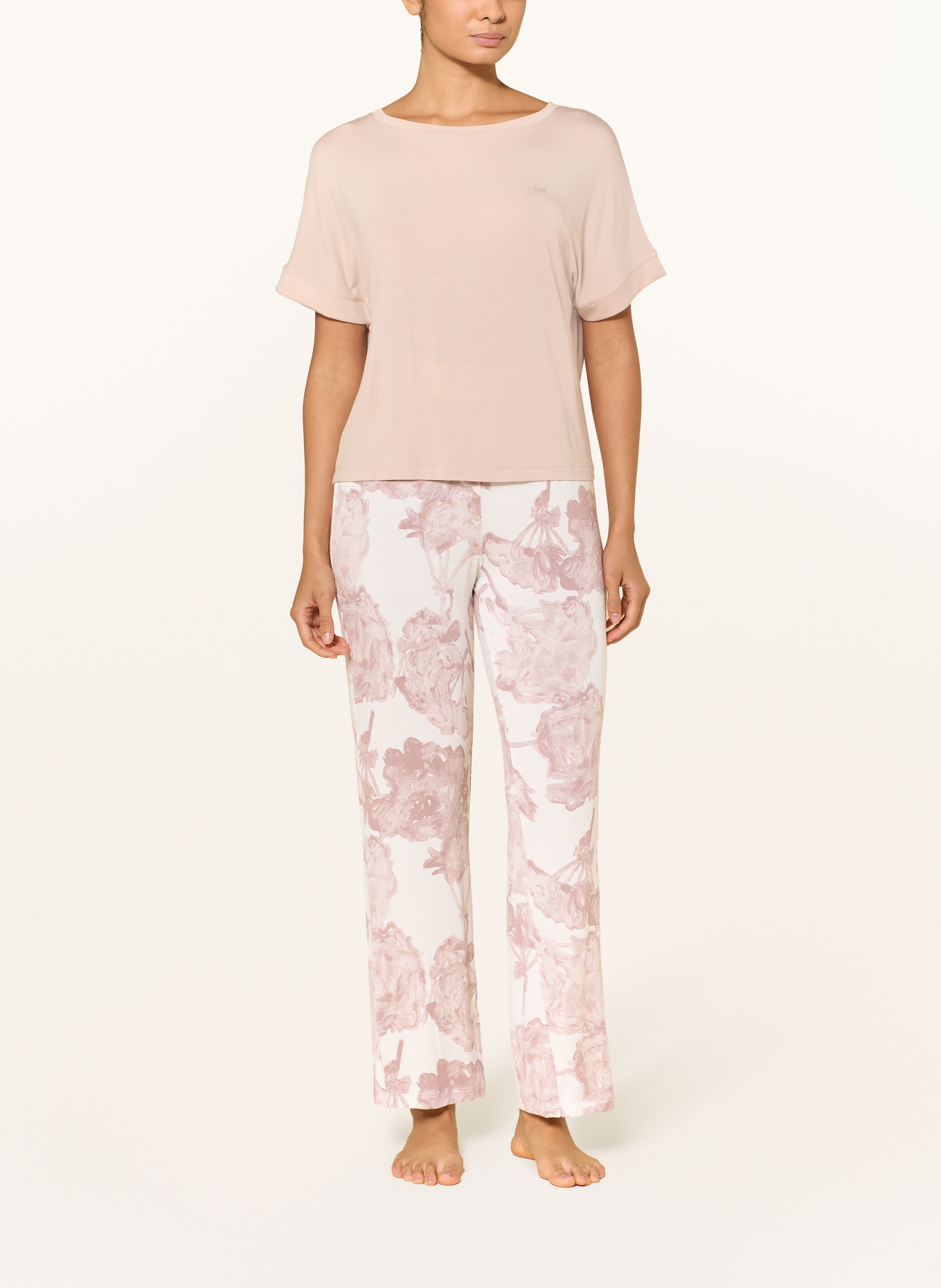 BOSS ESSENCE Pajamas: WHITE / DUSKY PINK