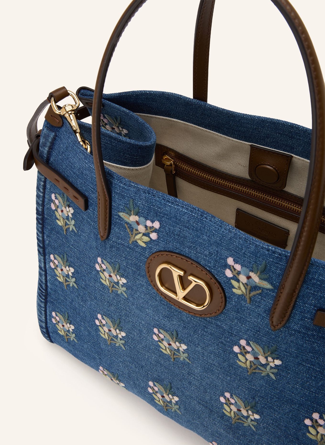VALENTINO GARAVANI Handtasche ANTIBES: BLAU / DUNKELBRAUN / GRÜN