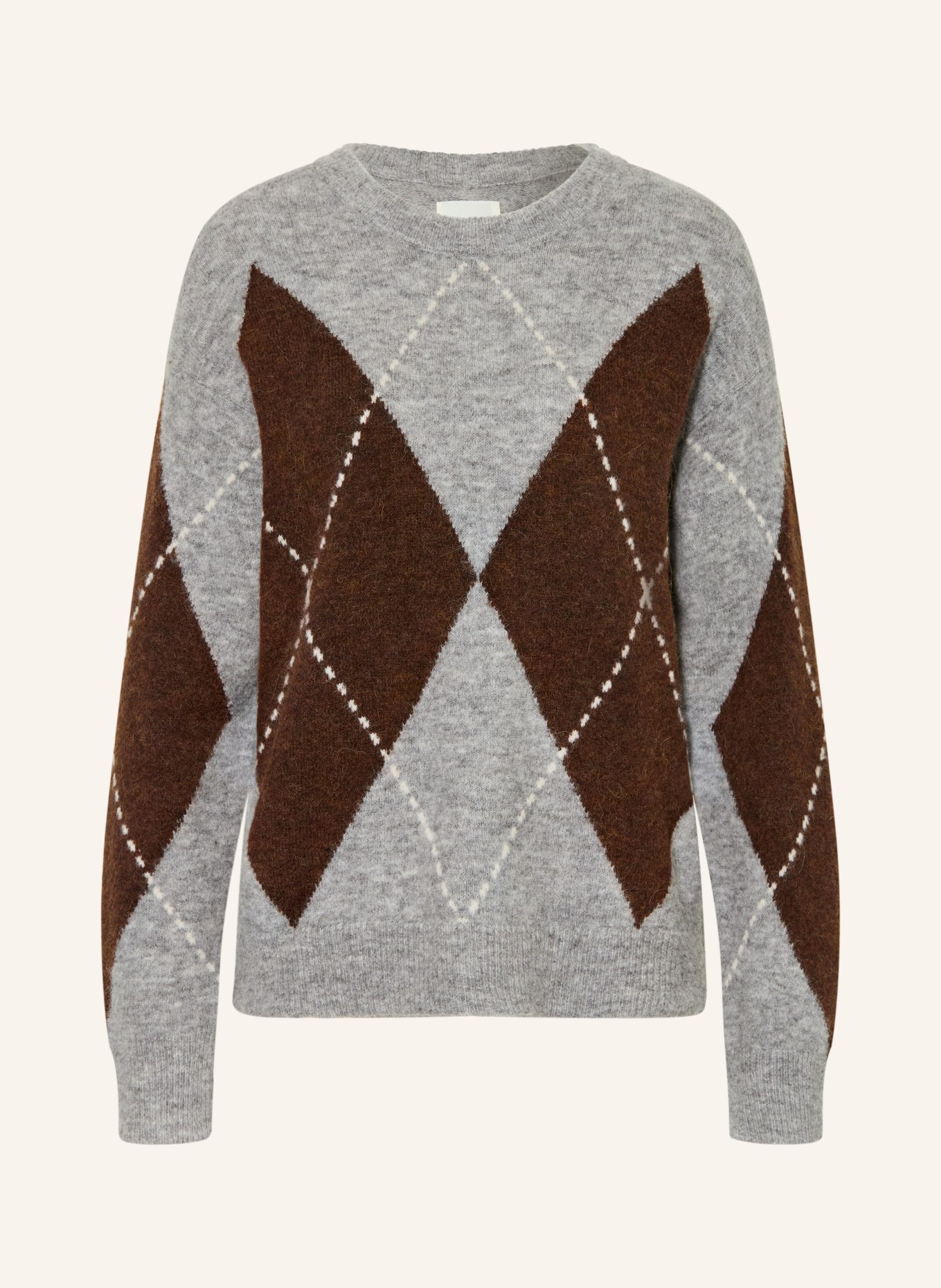 Part Two Trui SORAYASPW met alpaca: GRIJS / MARRON FONCÉ / WIT