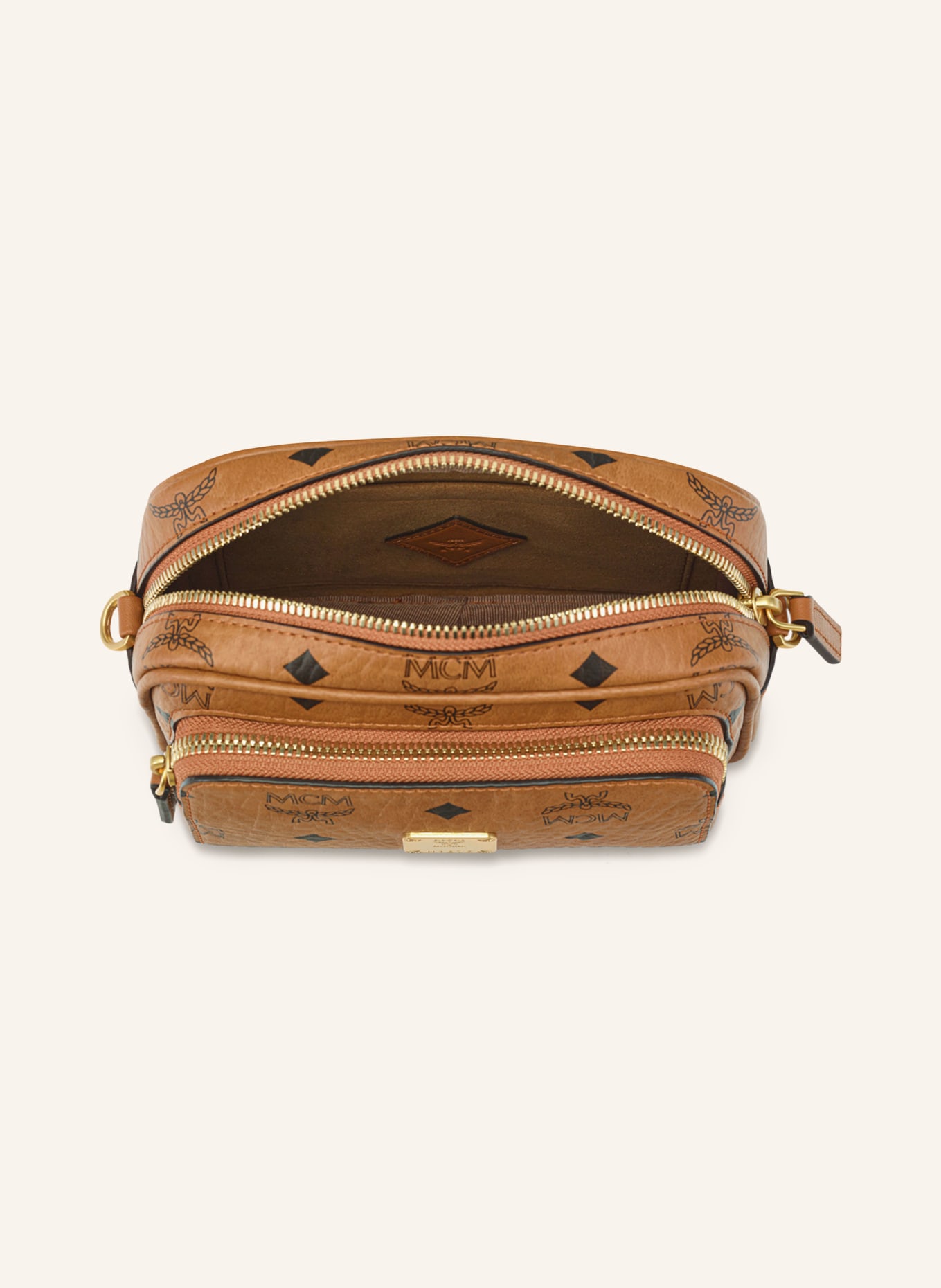 MCM Umhängetasche AREN EXTRA MINI: COGNAC / GOLD / SCHWARZ