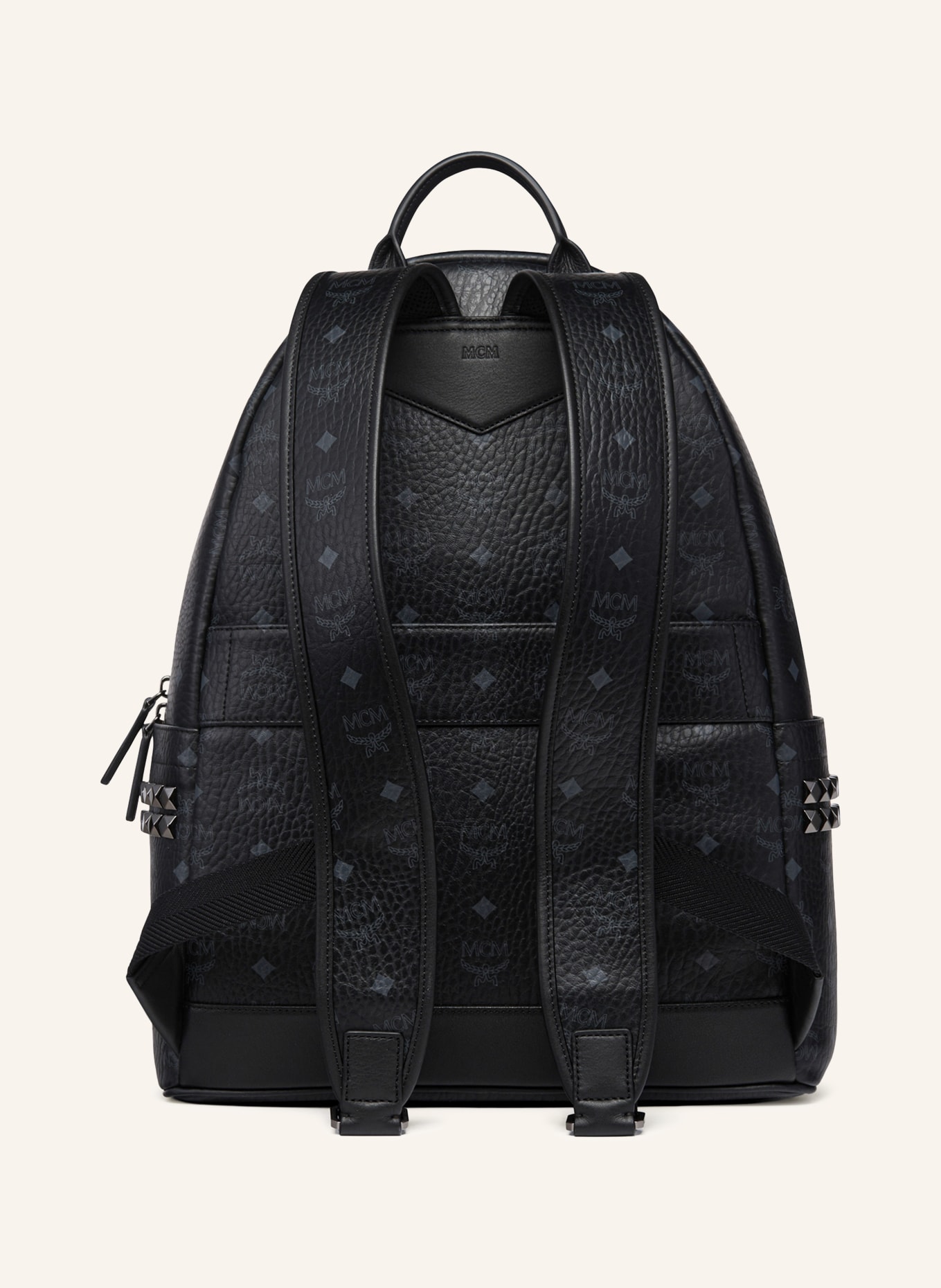 MCM Rucksack STARK VI mit Nieten: SCHWARZ / BLAUGRAU