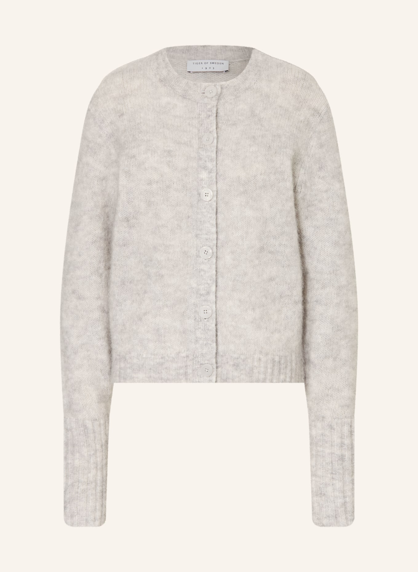 TIGER OF SWEDEN Gebreid vest met mohair: GRIJS / ECRU