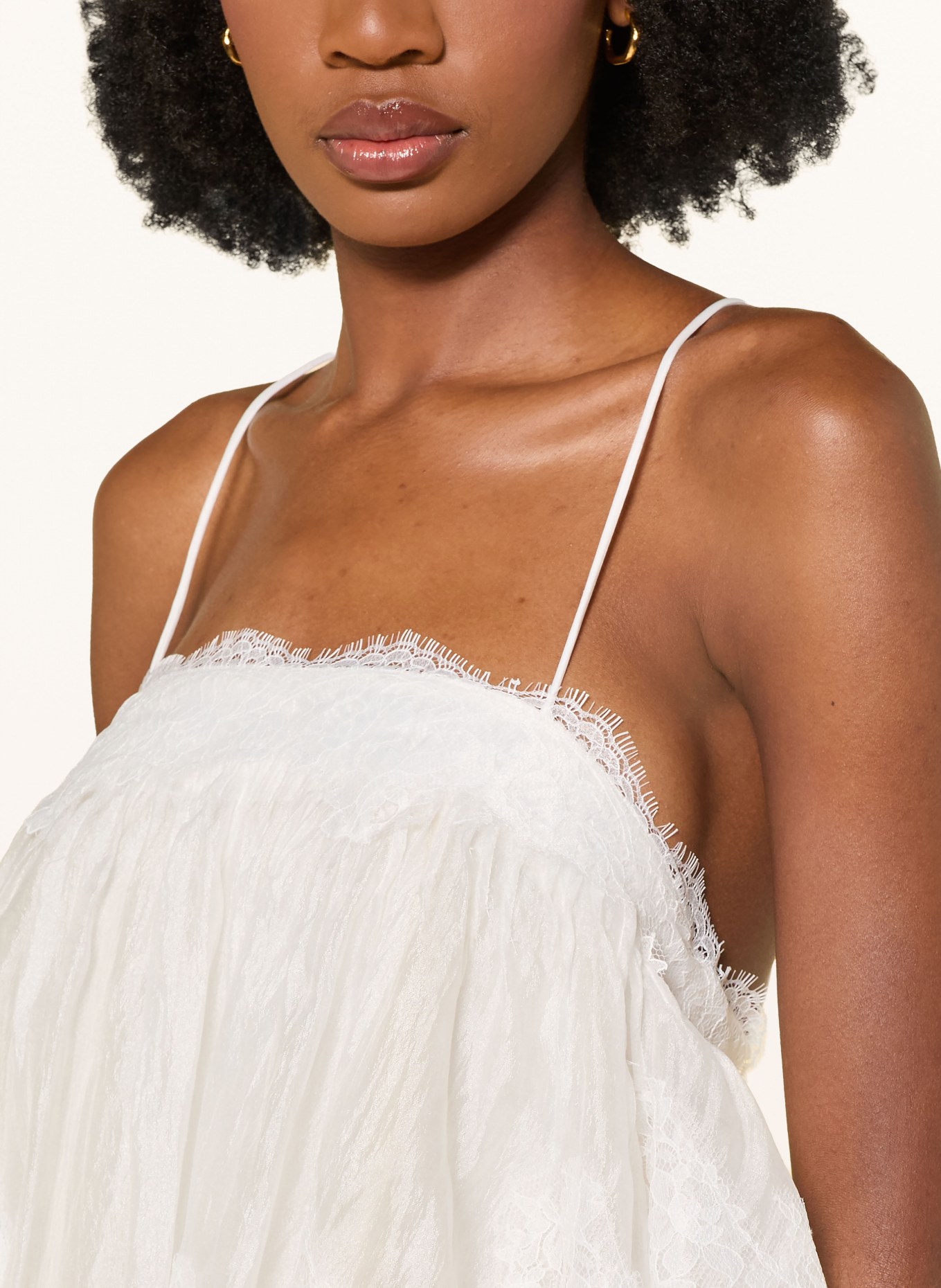 Aje. Jurk OPHELIA met kant: WIT / ROZE / CRÈME