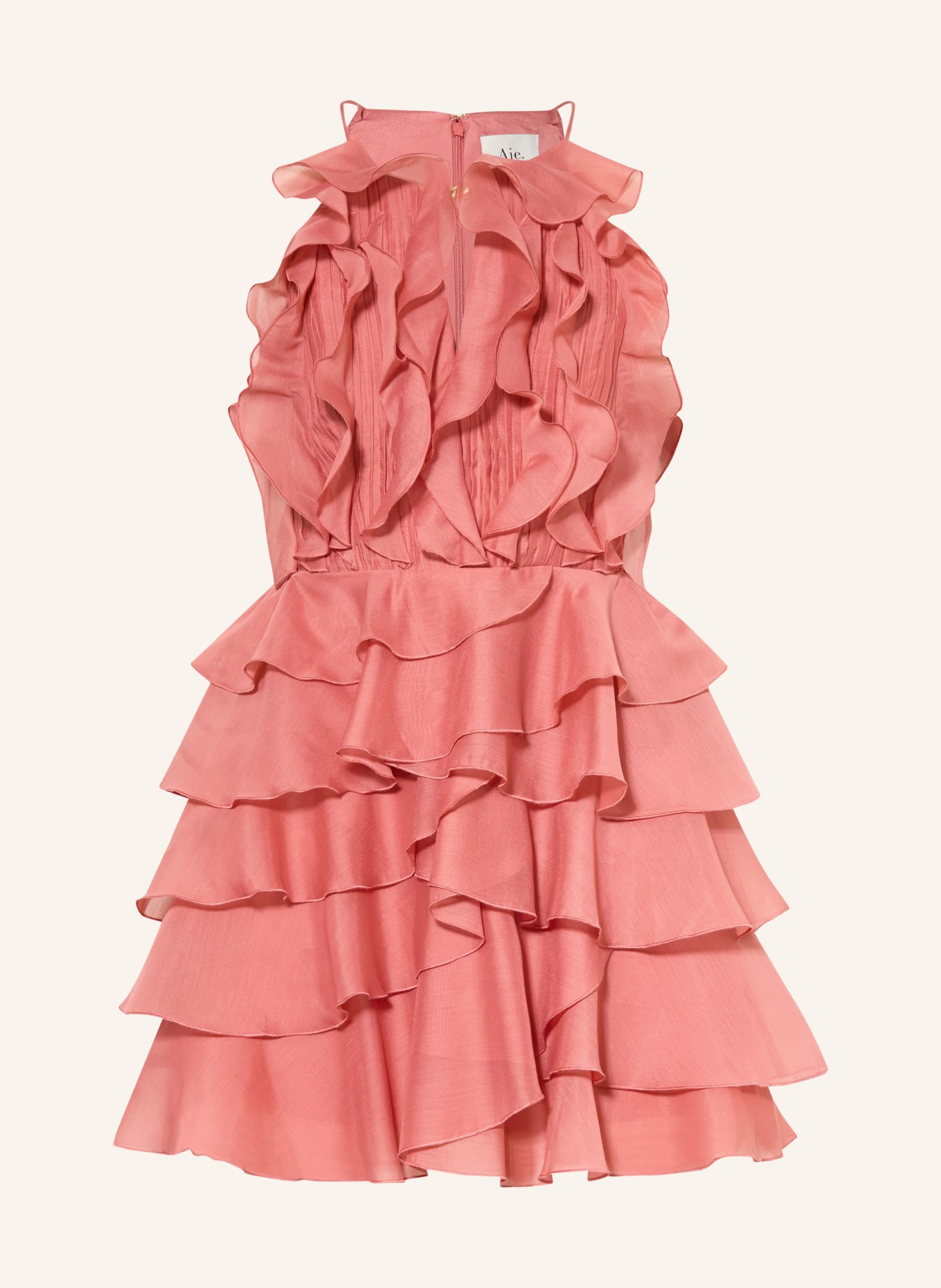 Aje. Cocktailkleid CLEO mit Volants: HELLROT
