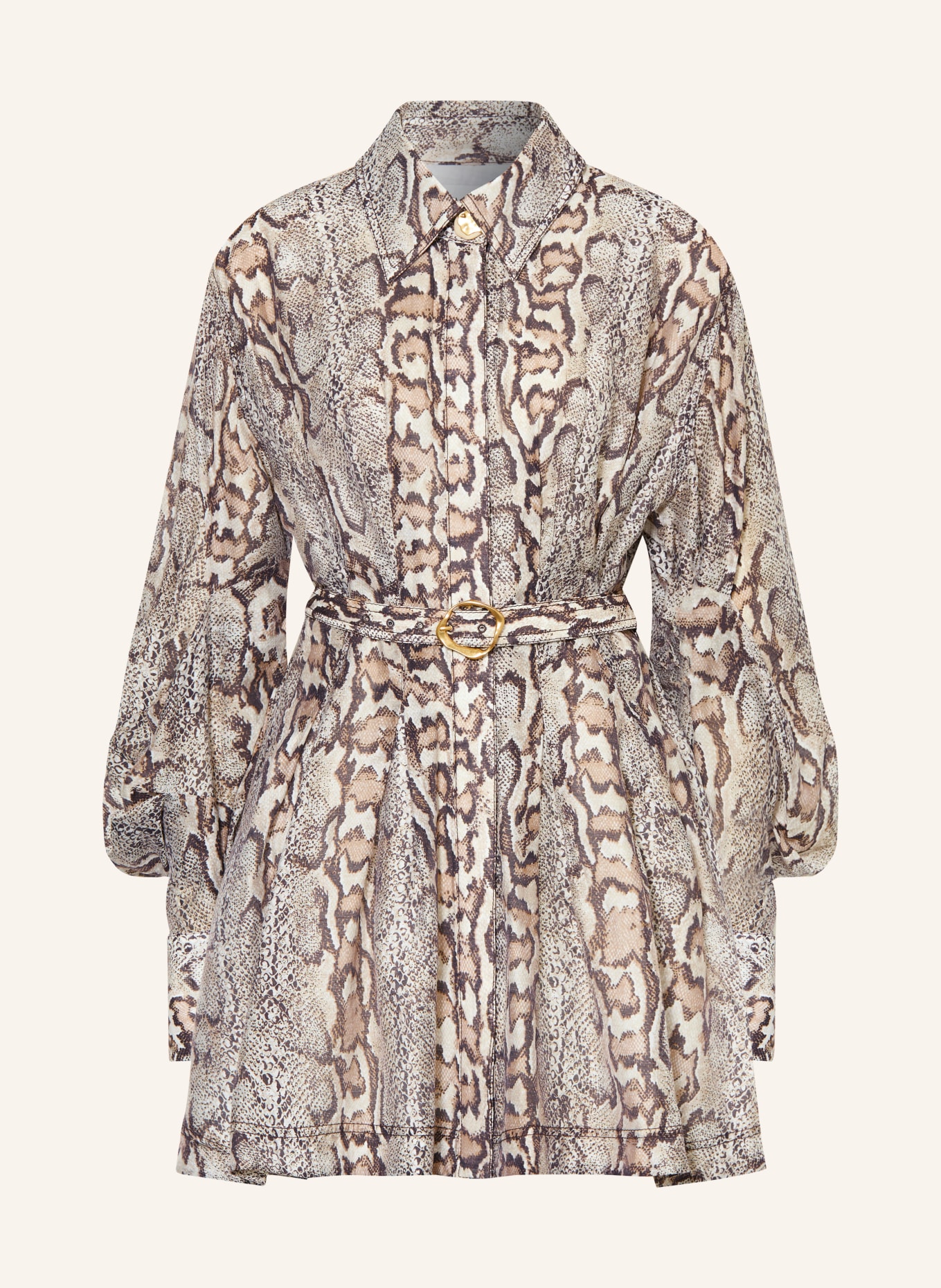 Aje. Robe chemise MURPHIE: CHAMEAU / MARRON FONCÉ / ÉCRU
