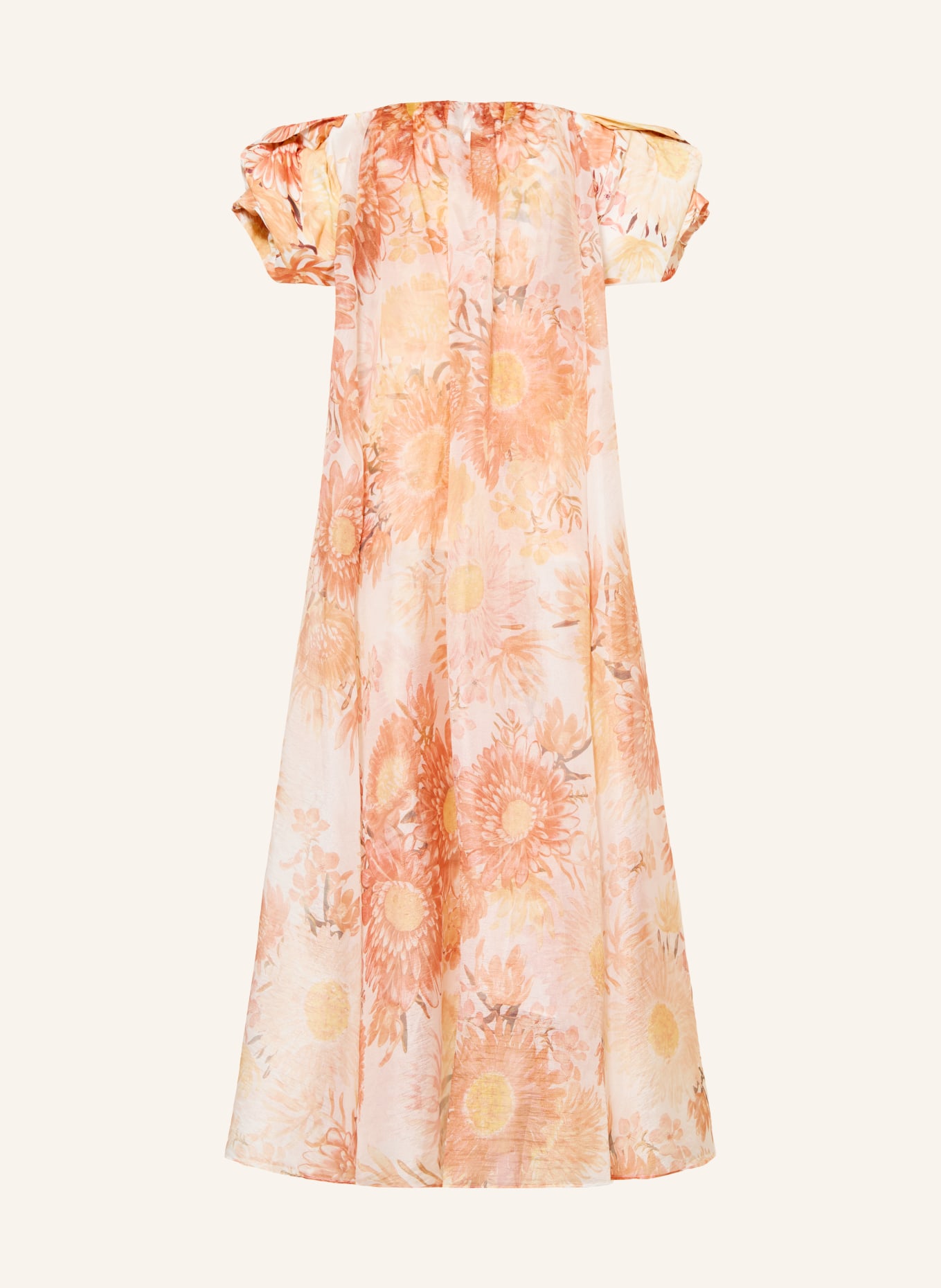 Aje. Off-Shoulder-Kleid COSETTE GOWN: CREME / DUNKELORANGE / GELB