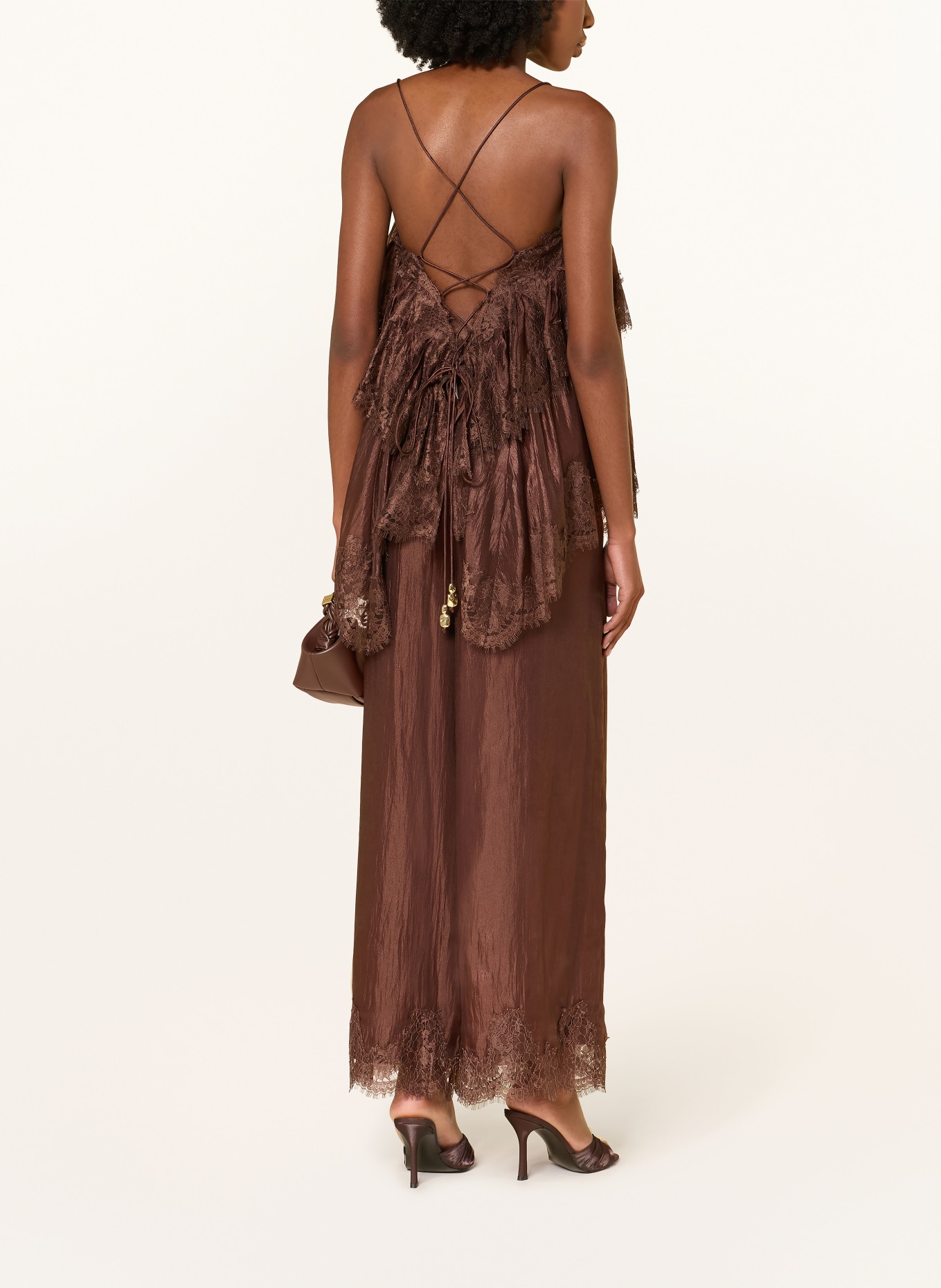 Aje. Top OPHELIA LACE CAMI mit Spitze: DUNKELBRAUN