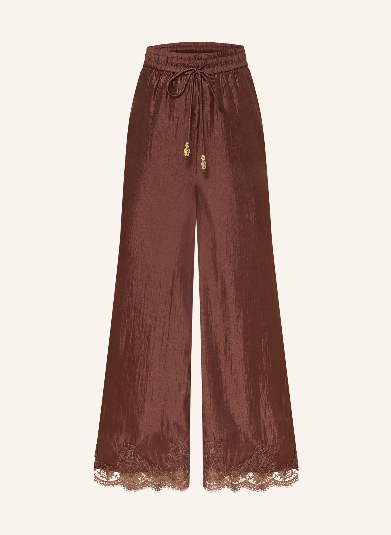 Aje. Satinhose OPHELIA mit Spitze: DUNKELBRAUN