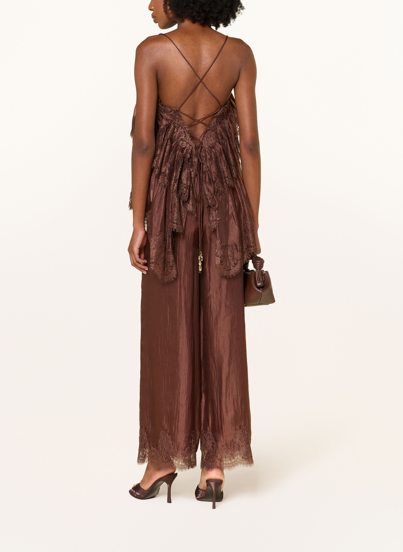 Aje. Satinhose OPHELIA mit Spitze: DUNKELBRAUN