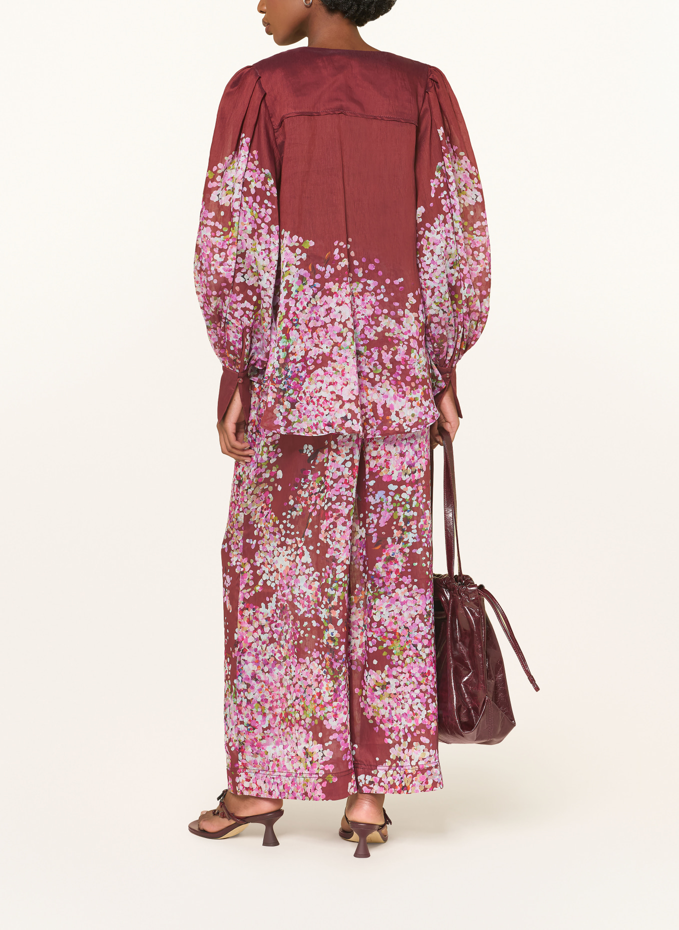 Aje. Hemdbluse FRAGMENTS: DUNKELROT / CREME / PINK