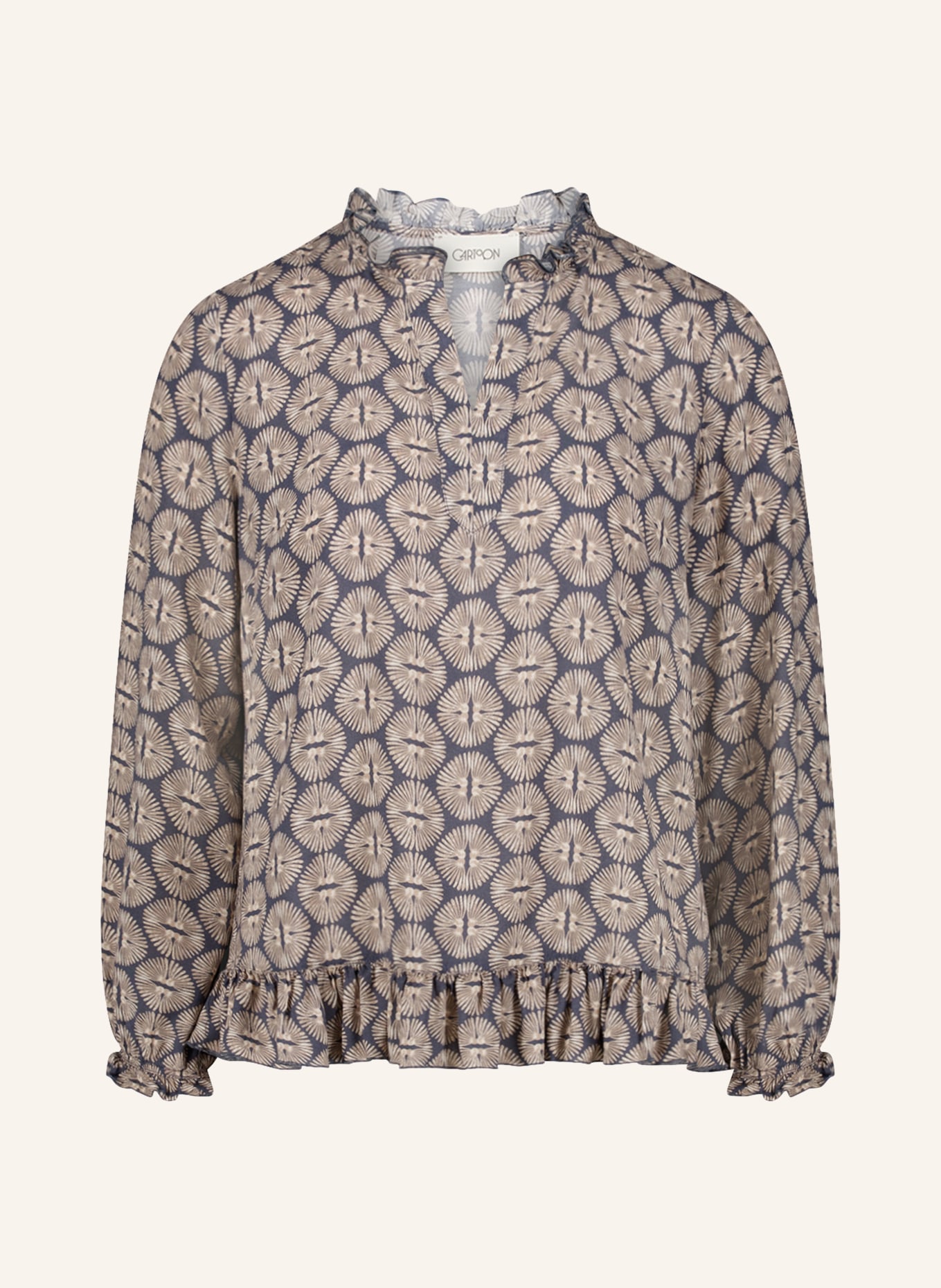 CARTOON Blusenshirt mit Rüschen: DUNKELBLAU / BEIGE / ECRU