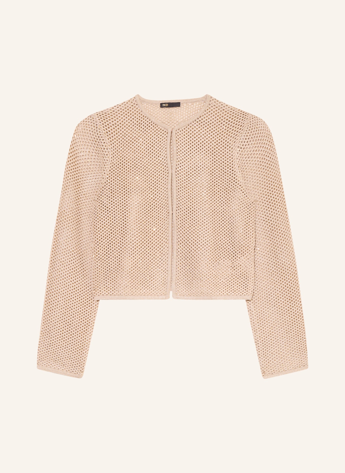 maje Strickjacke mit Glitzergarn und Pailletten: BEIGE