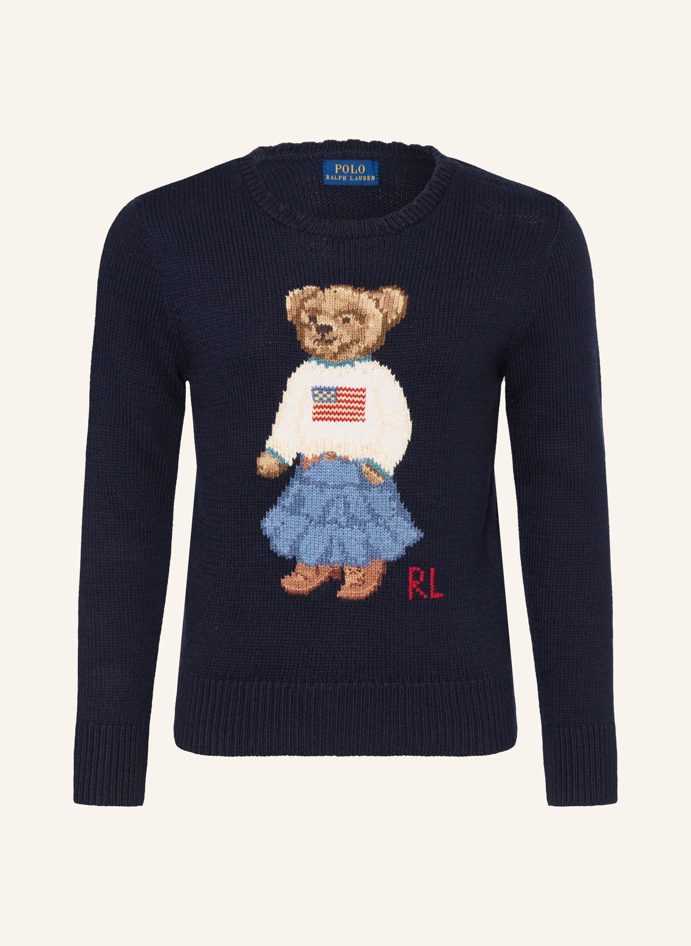 POLO RALPH LAUREN Svetr: TMAVĚ MODRÁ / HNĚDÁ / BÍLÁ