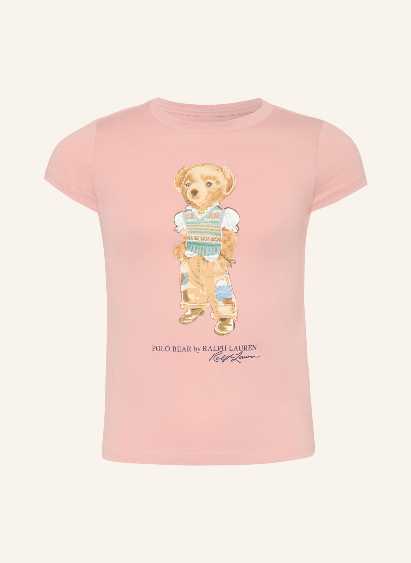 POLO RALPH LAUREN Tričko: RŮŽOVÁ / HNĚDÁ / PETROLEJOVÁ