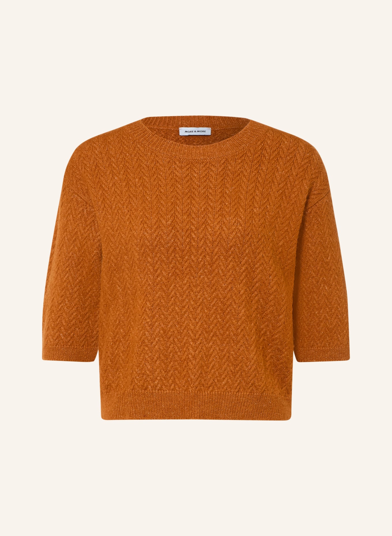 MORE & MORE Strickshirt mit 3/4-Arm: BRAUN