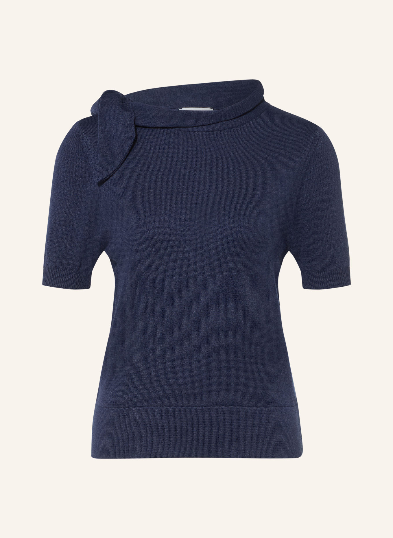 MORE & MORE Strickshirt mit Schluppe: DUNKELBLAU