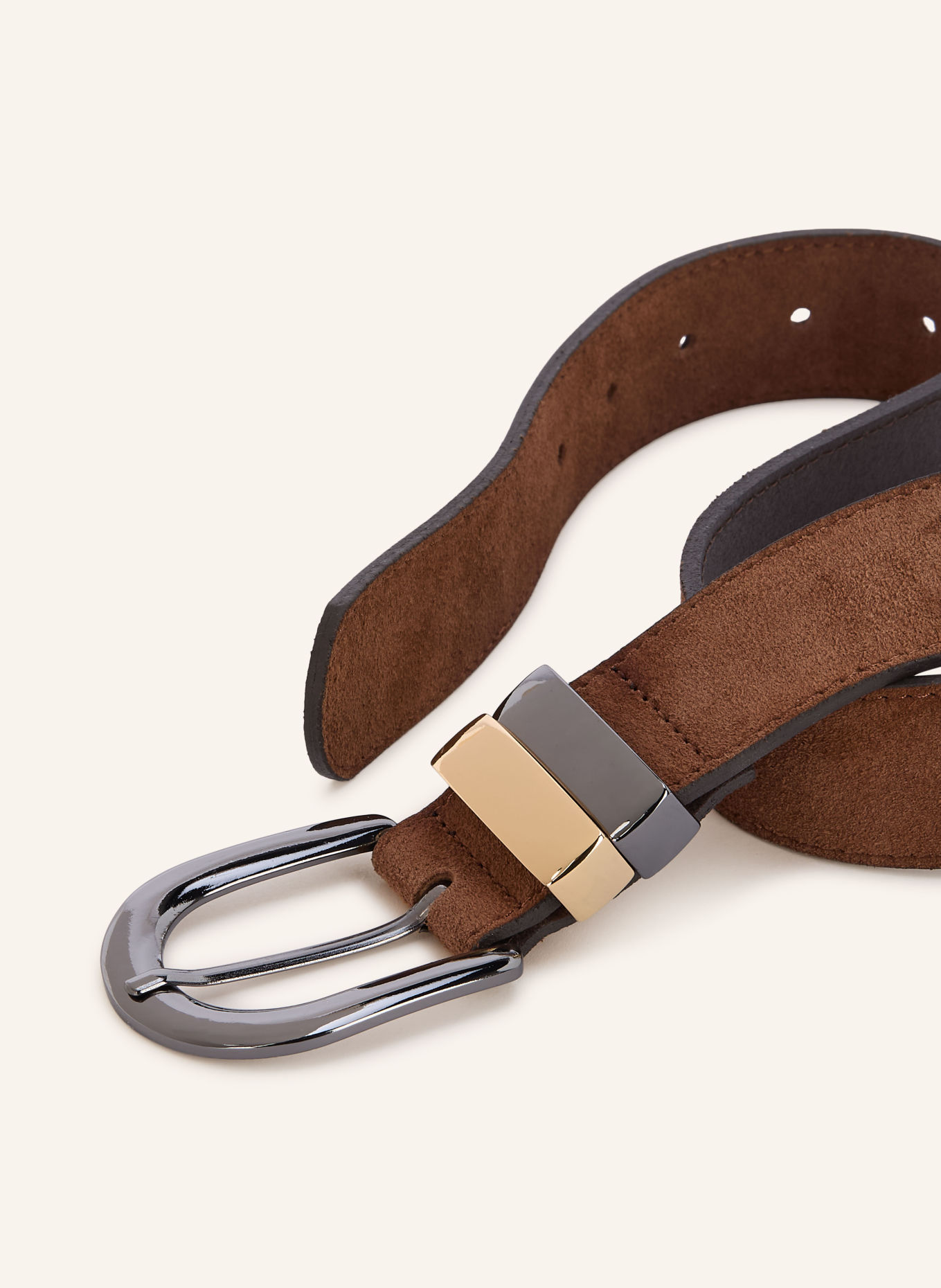 LUISA CERANO Leather belts: DARK BROWN / PLATINUM / GOLD