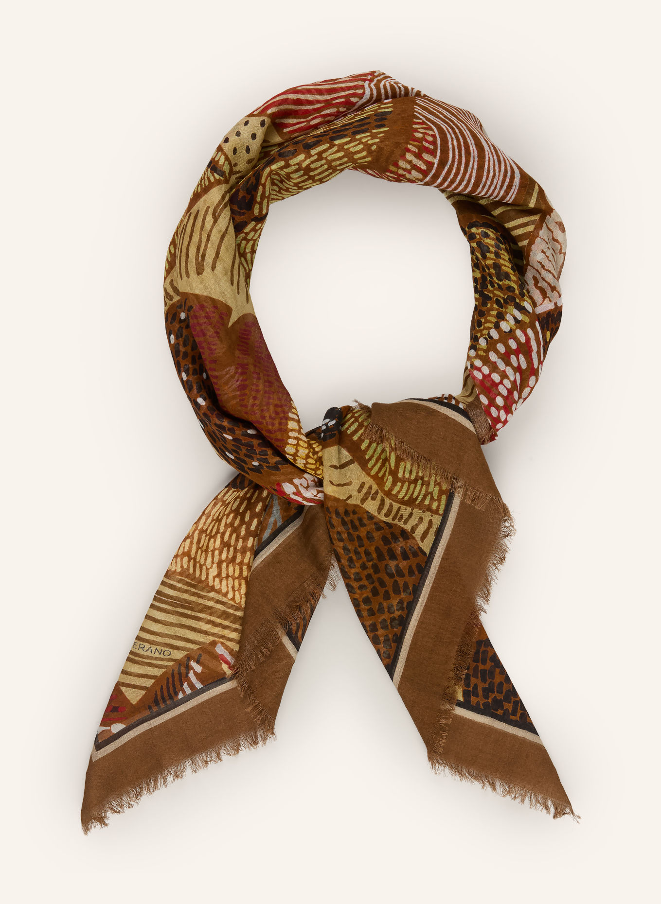 LUISA CERANO Scarf: BROWN / RED / BLACK