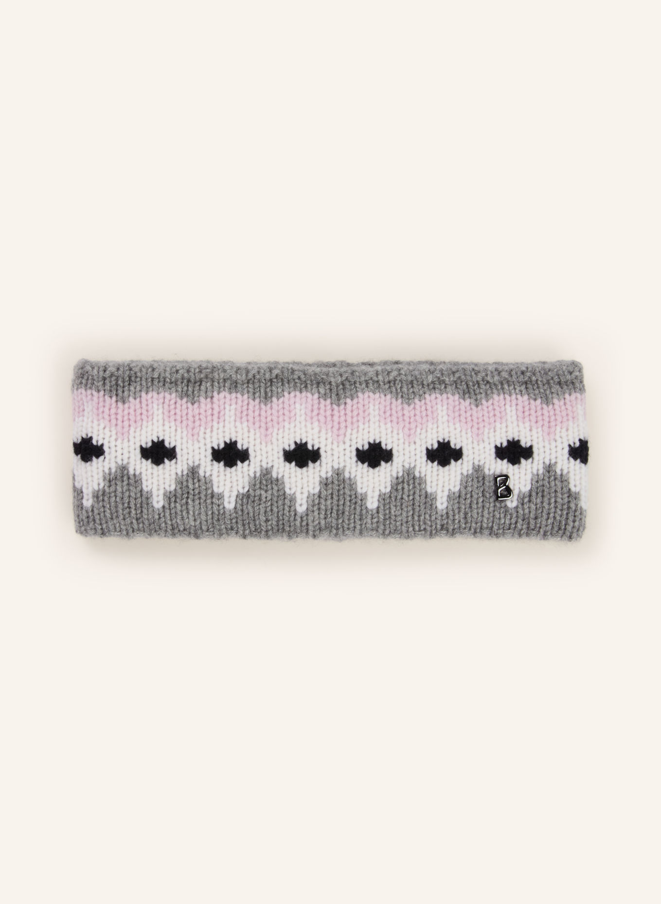 BOGNER LOCA-3 cashmere headband: GRAY / LIGHT PINK / WHITE