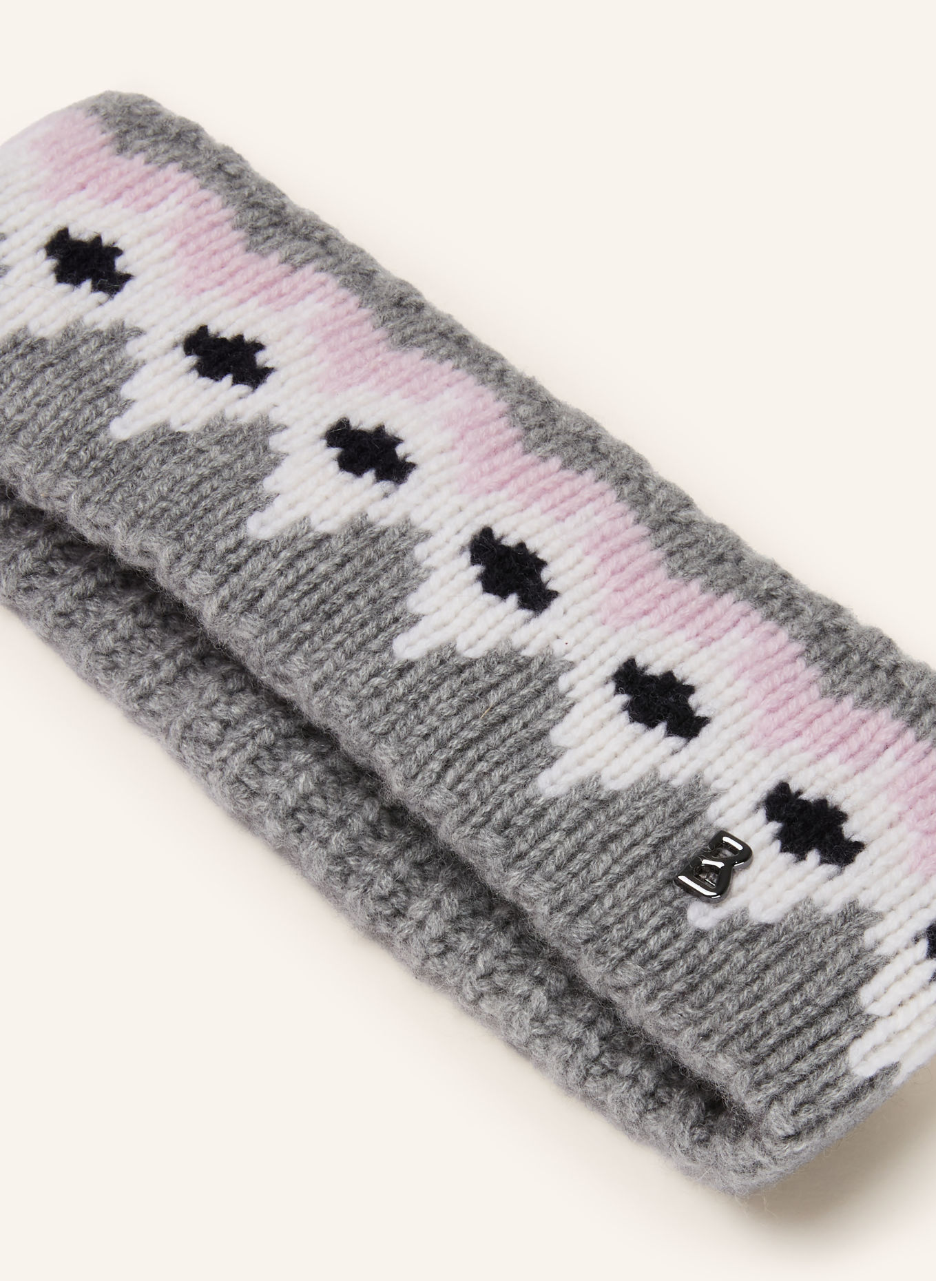 BOGNER LOCA-3 cashmere headband: GRAY / LIGHT PINK / WHITE