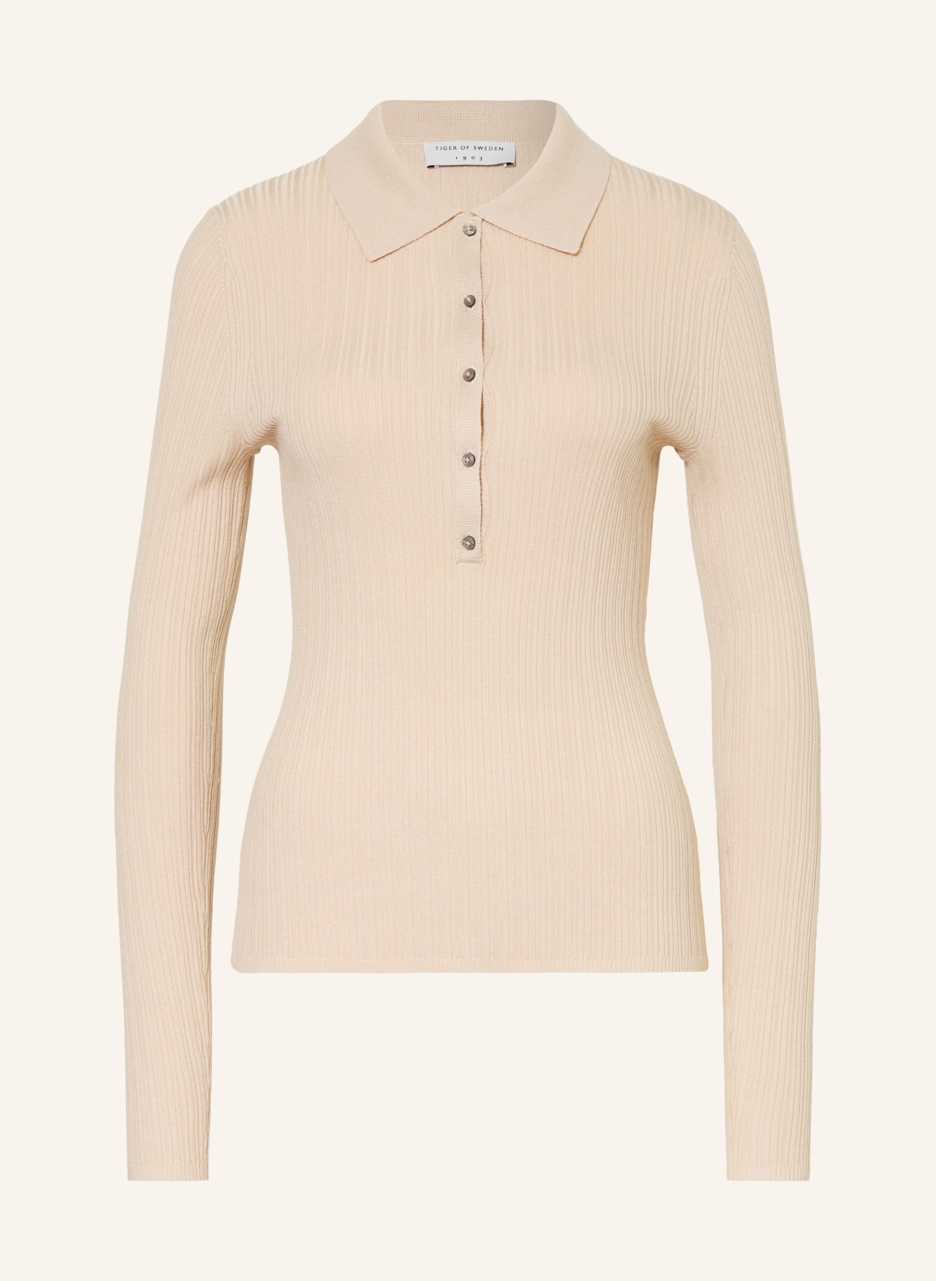 TIGER OF SWEDEN Strick-Poloshirt ISLA: BEIGE