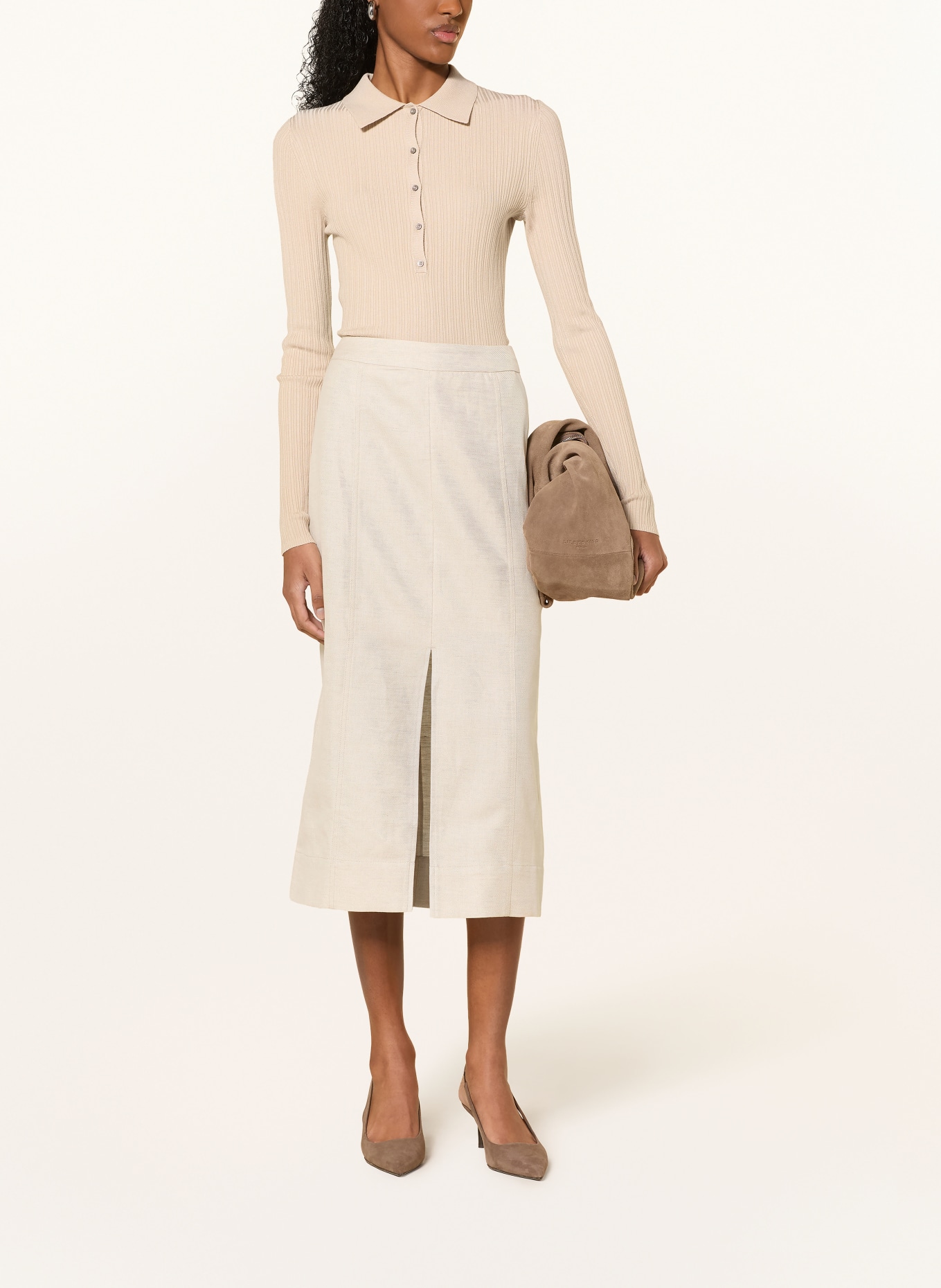 TIGER OF SWEDEN Strick-Poloshirt ISLA: BEIGE