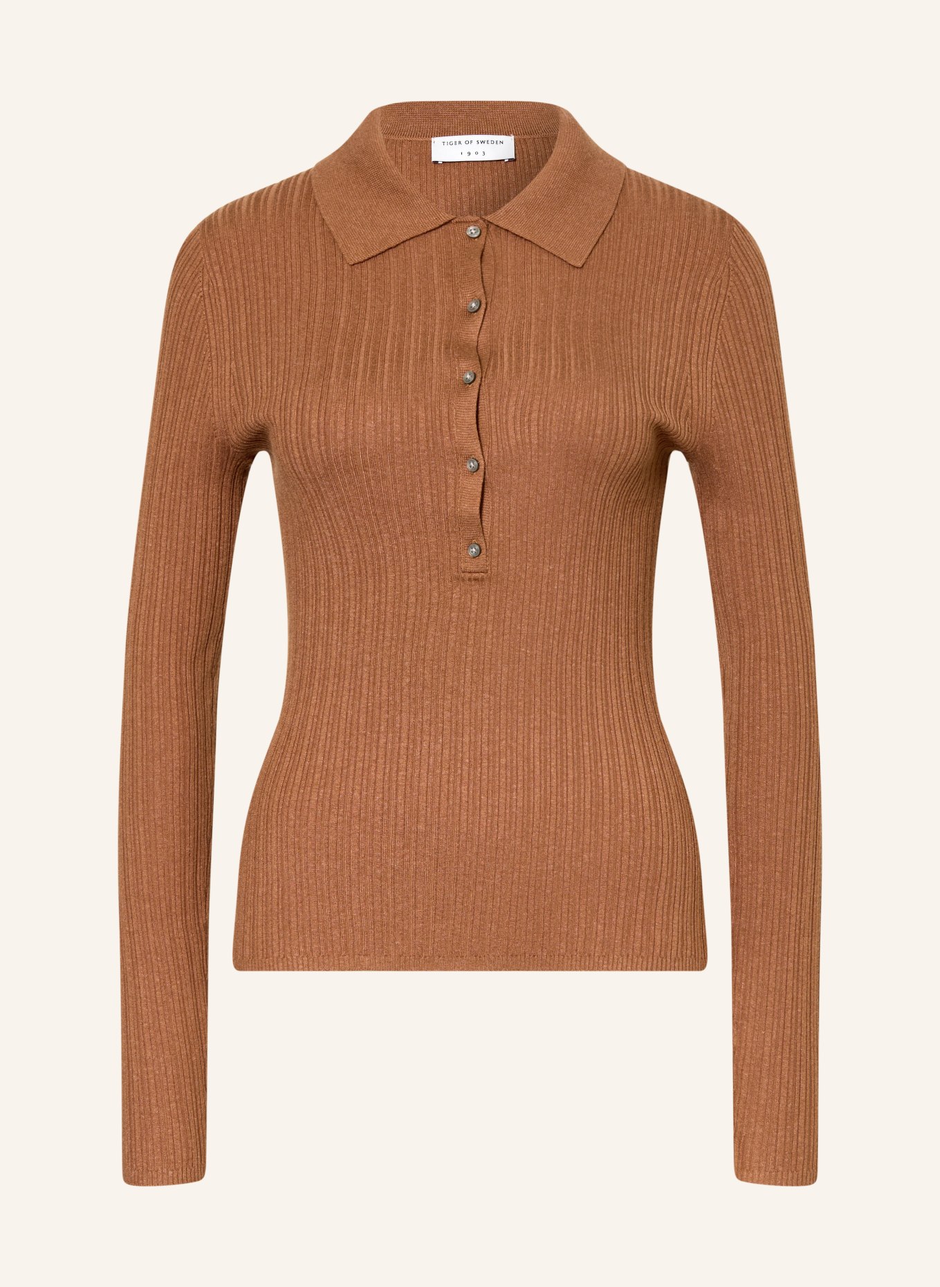 TIGER OF SWEDEN Strick-Poloshirt ISLA: COGNAC