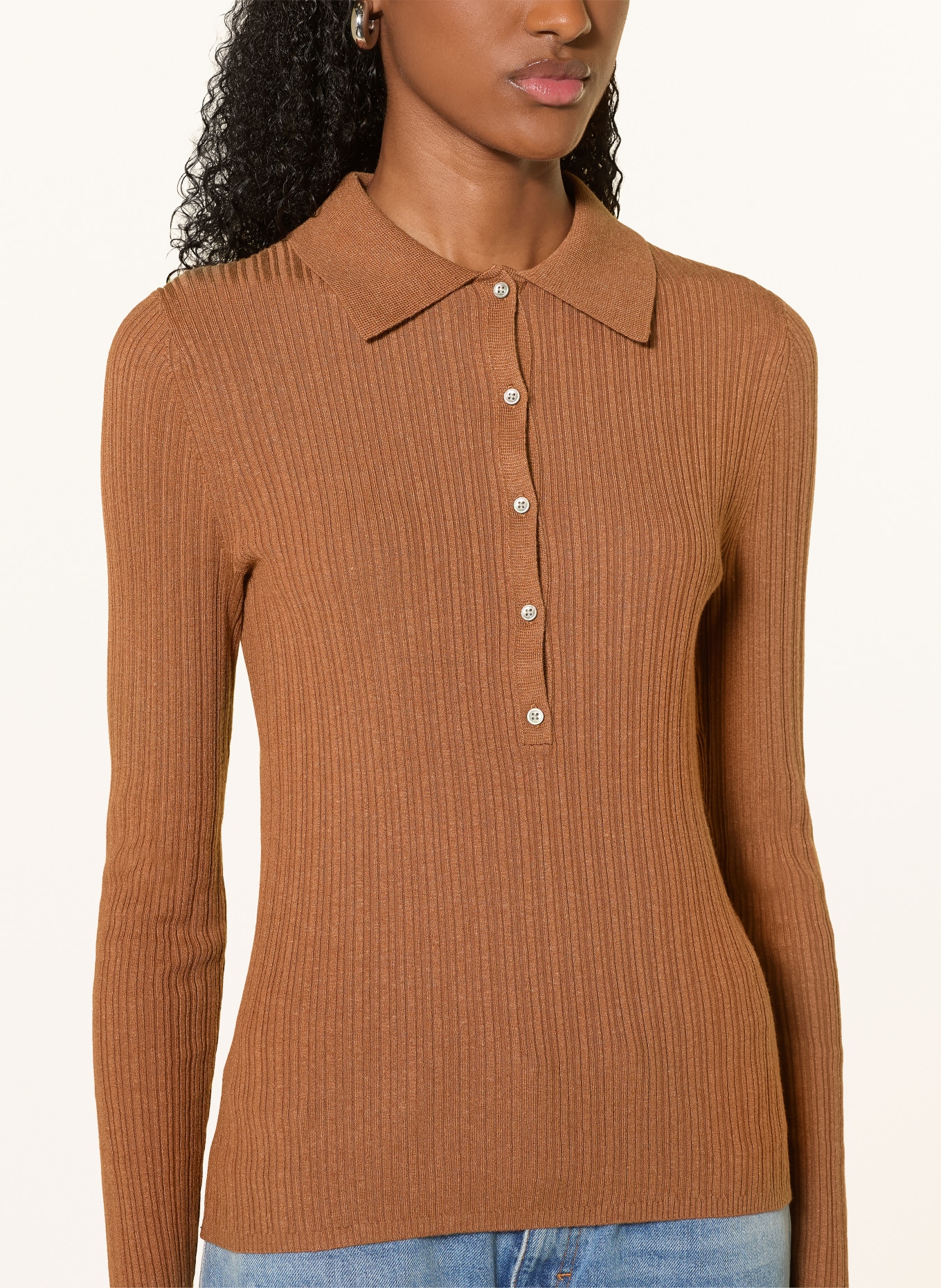 TIGER OF SWEDEN Strick-Poloshirt ISLA: COGNAC