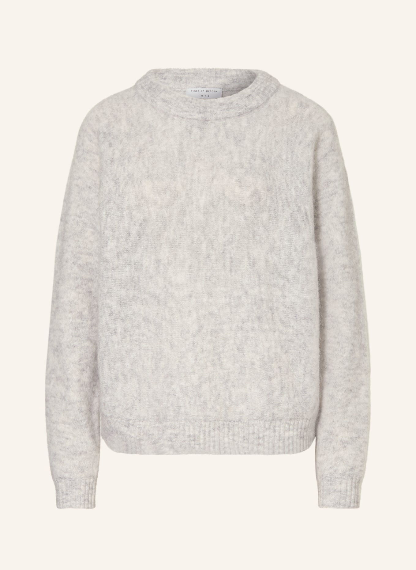 TIGER OF SWEDEN Trui GWYNN met mohair: GRIJS / ECRU
