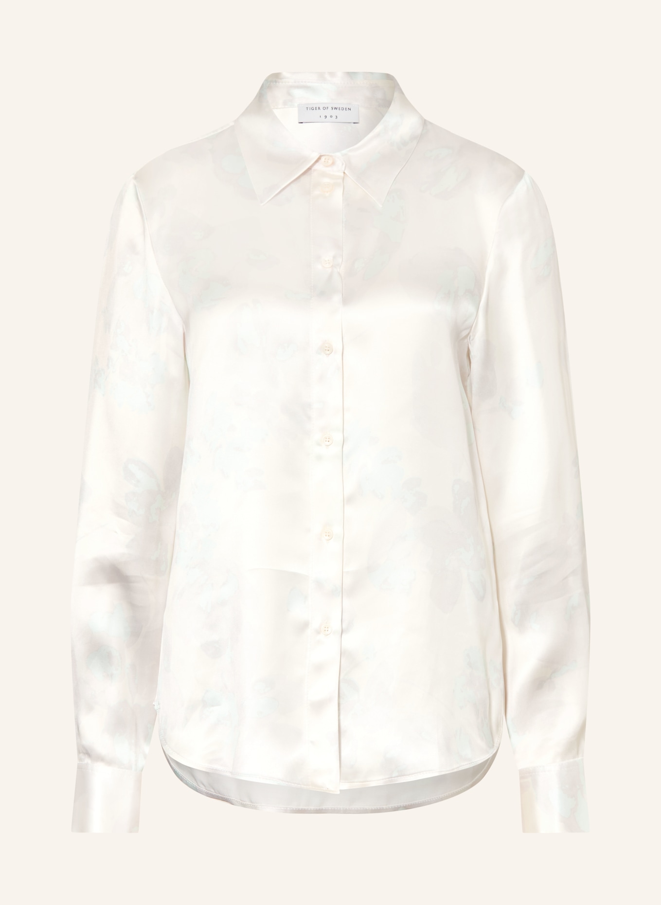 TIGER OF SWEDEN Satijnen blouse CAMILLA: ECRU / ROSÉ / TURQUOISE