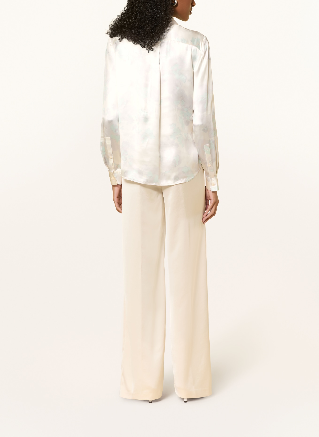 TIGER OF SWEDEN Satijnen blouse CAMILLA: ECRU / ROSÉ / TURQUOISE