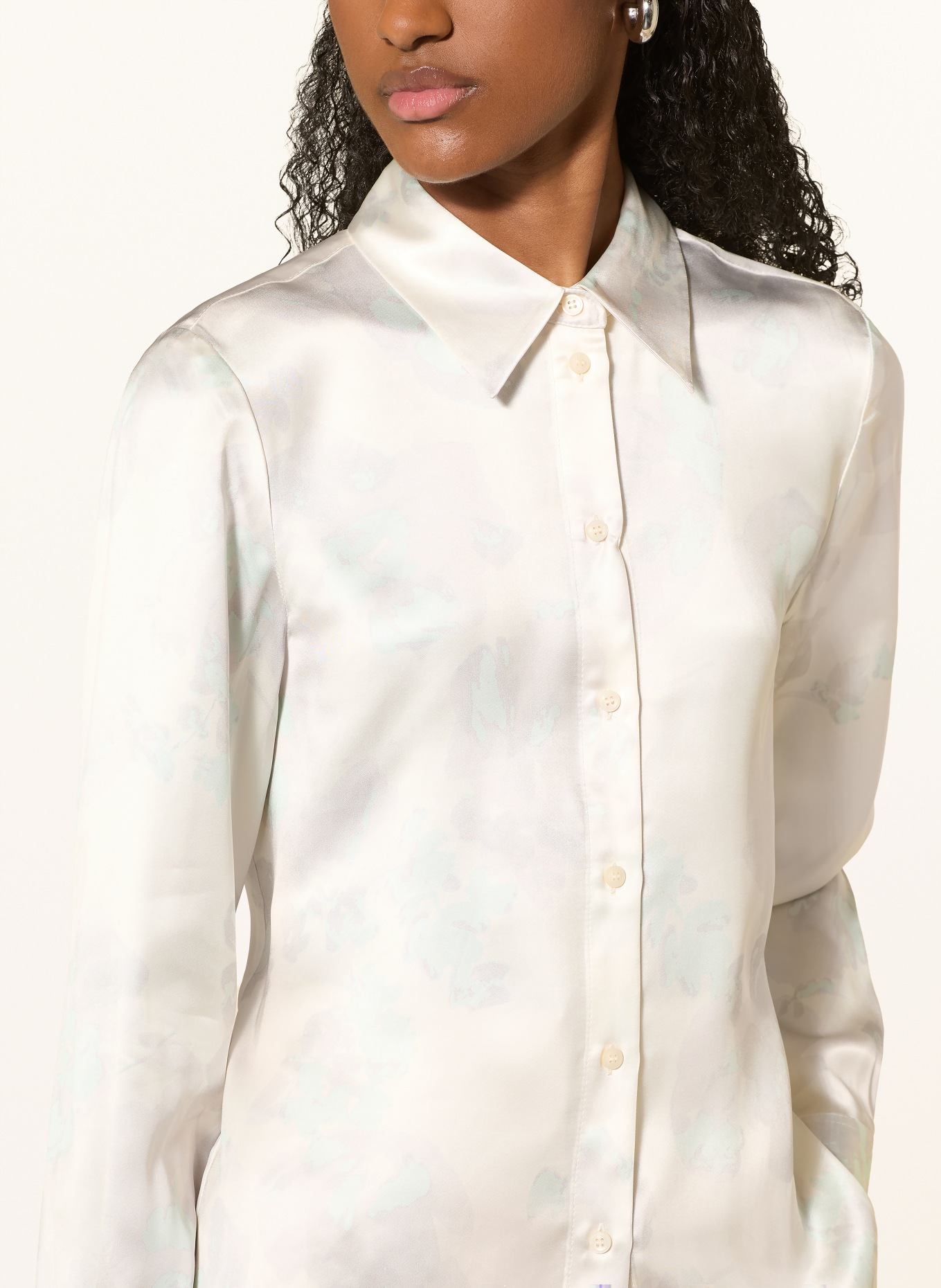 TIGER OF SWEDEN Satijnen blouse CAMILLA: ECRU / ROSÉ / TURQUOISE