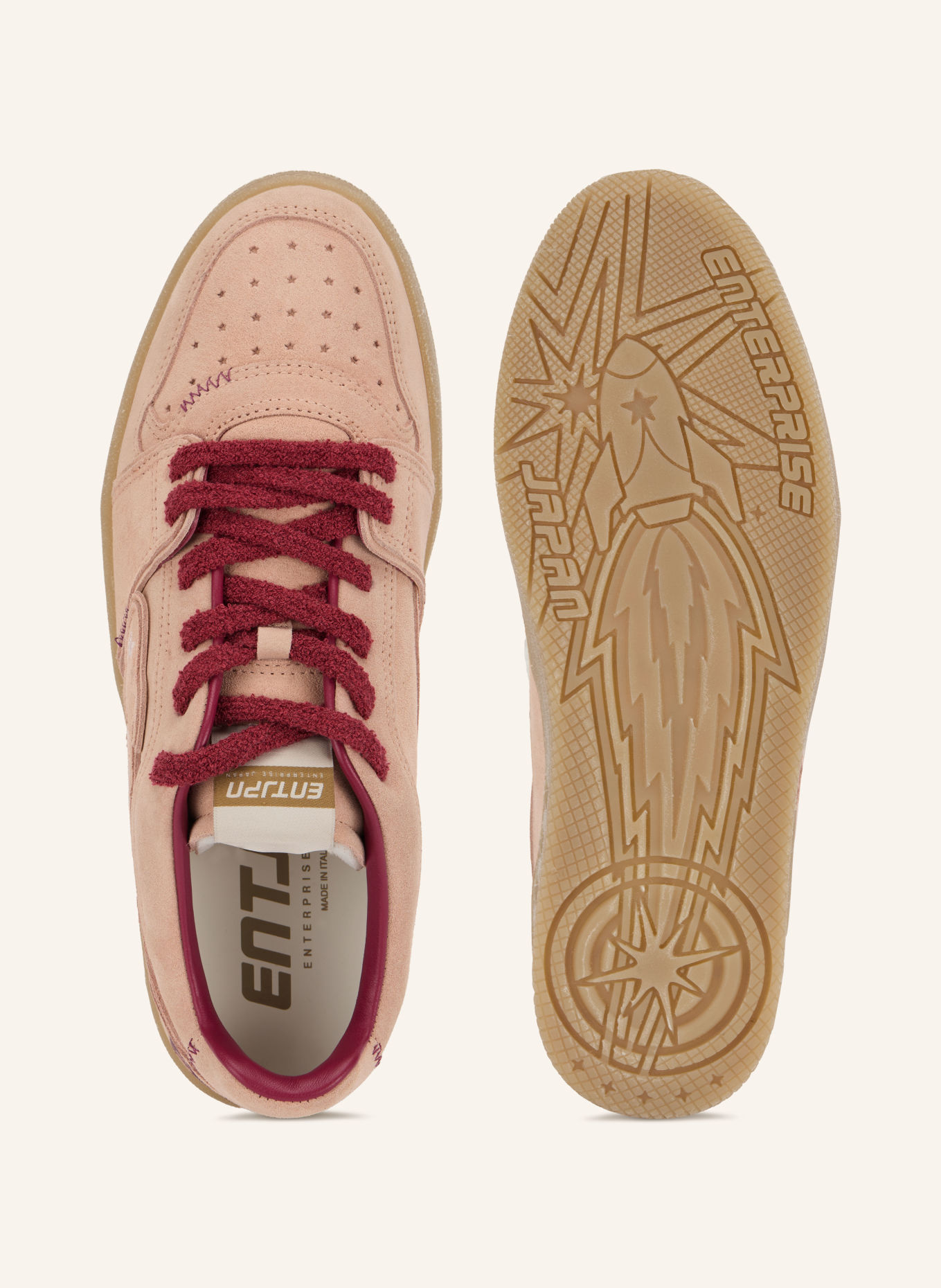 ENTERPRISE JAPAN EGG ROCKET 2 Sneakers: DUSKY PINK / DARK RED