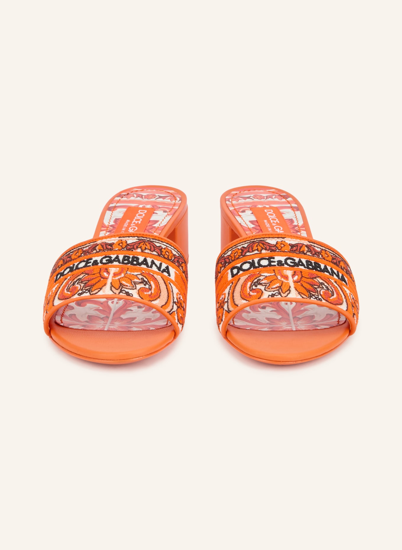 DOLCE & GABBANA Mules: ORANGE / WHITE