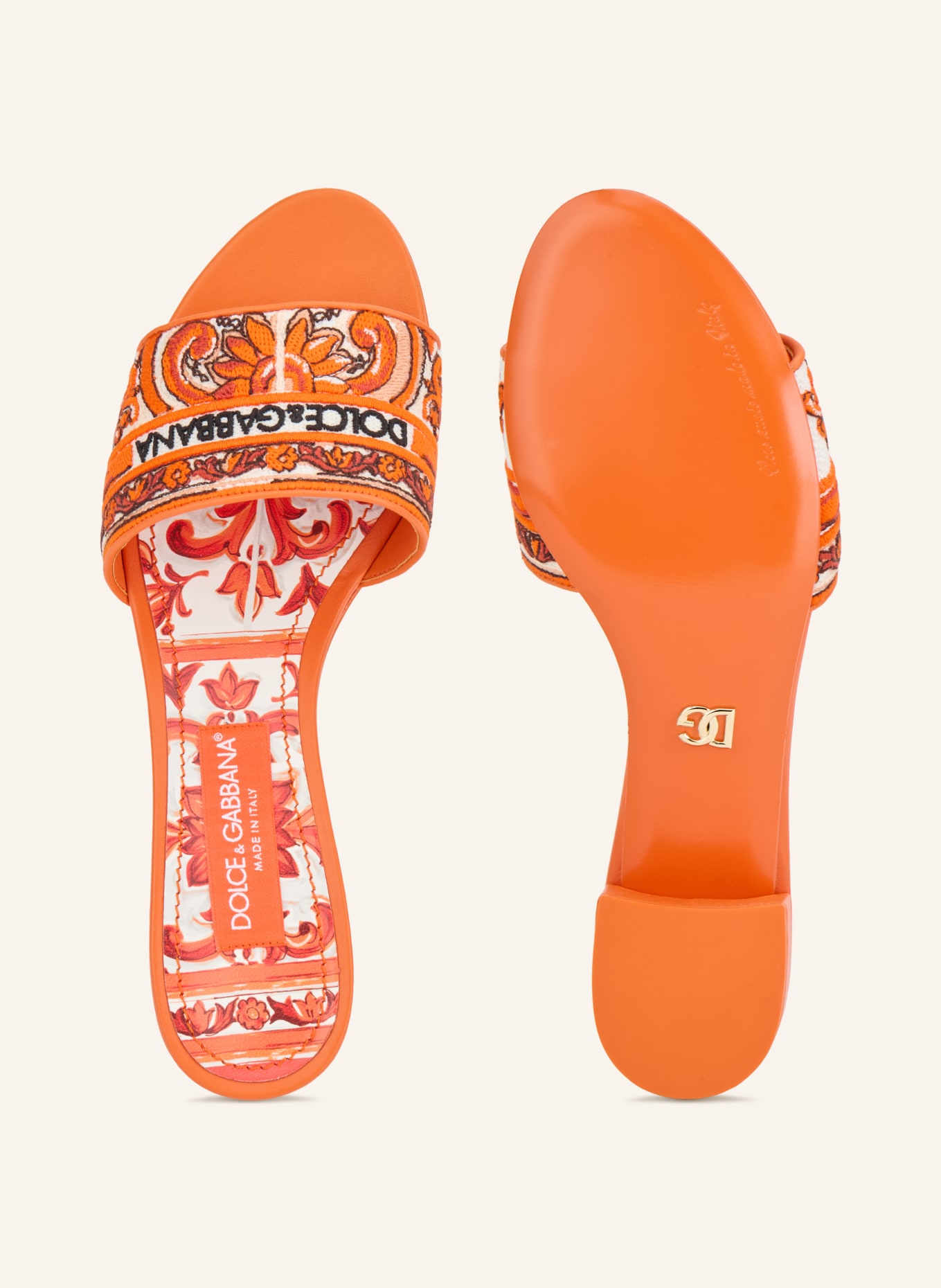 DOLCE & GABBANA Mules: ORANGE / WHITE