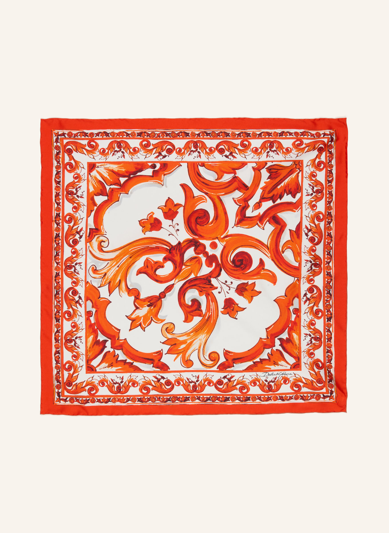 DOLCE & GABBANA Foulard en soie: ORANGE / BLANC