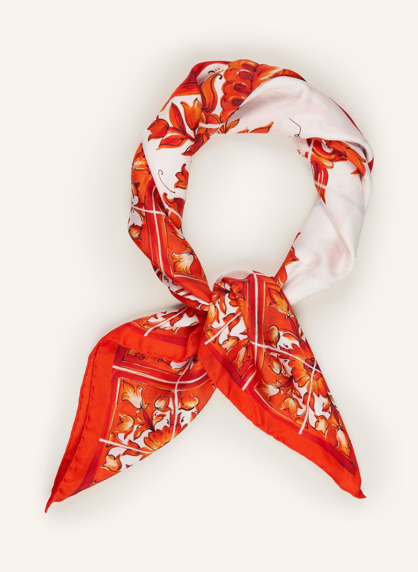 DOLCE & GABBANA Silk scarf: ORANGE / WHITE