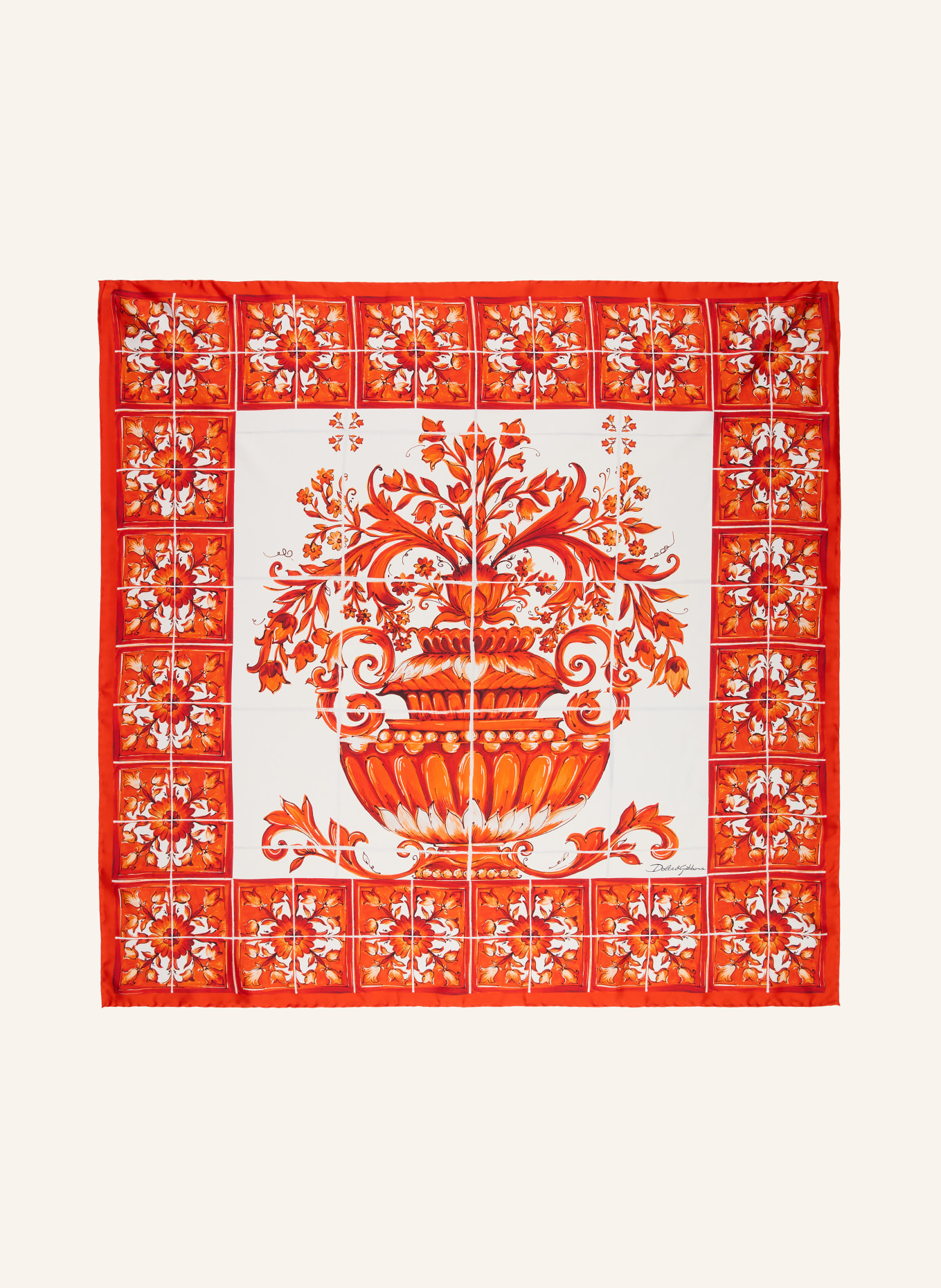 DOLCE & GABBANA Silk scarf: ORANGE / WHITE