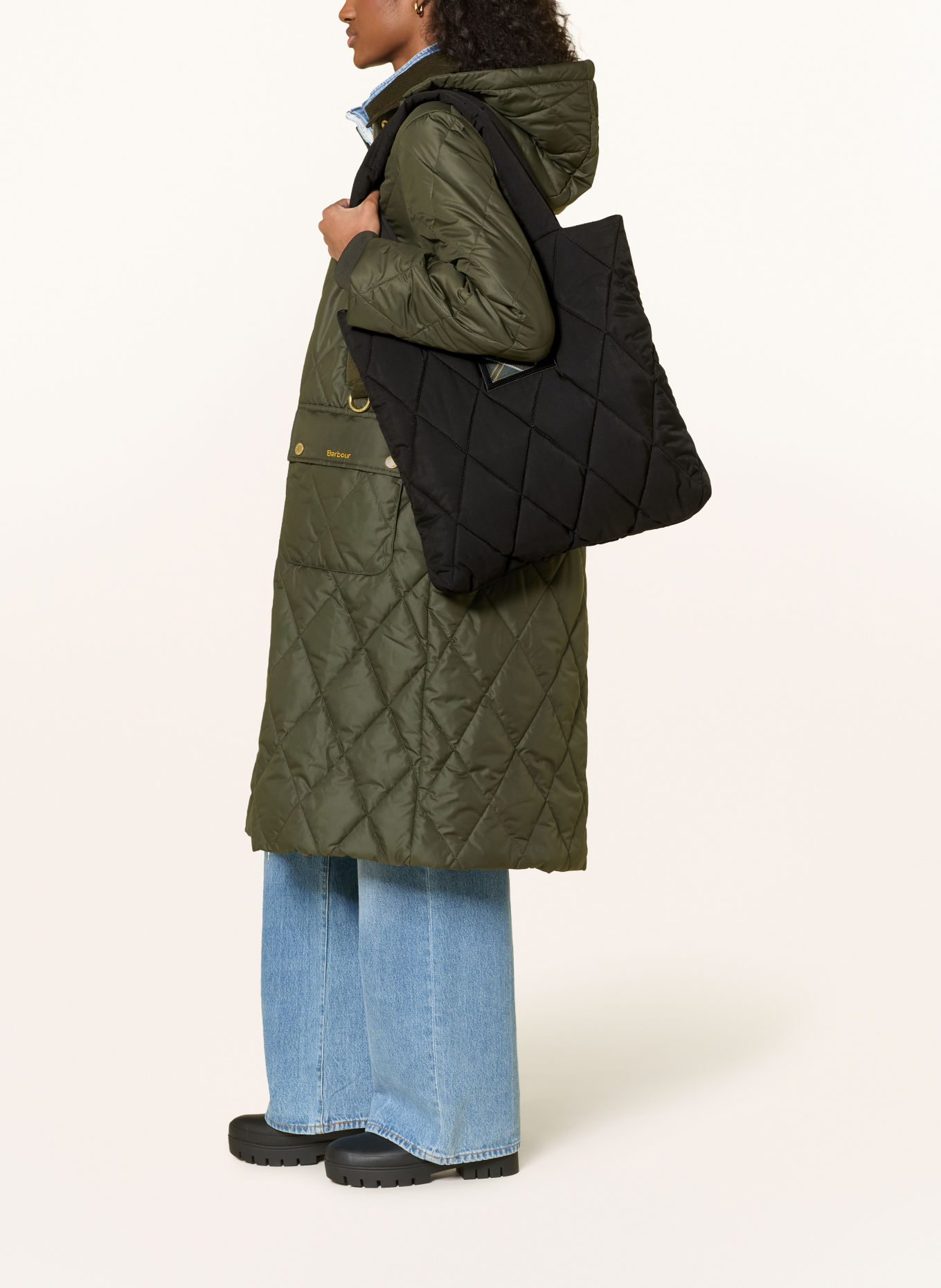 Barbour Shopper CONNIE: ZWART / GROEN / WIT