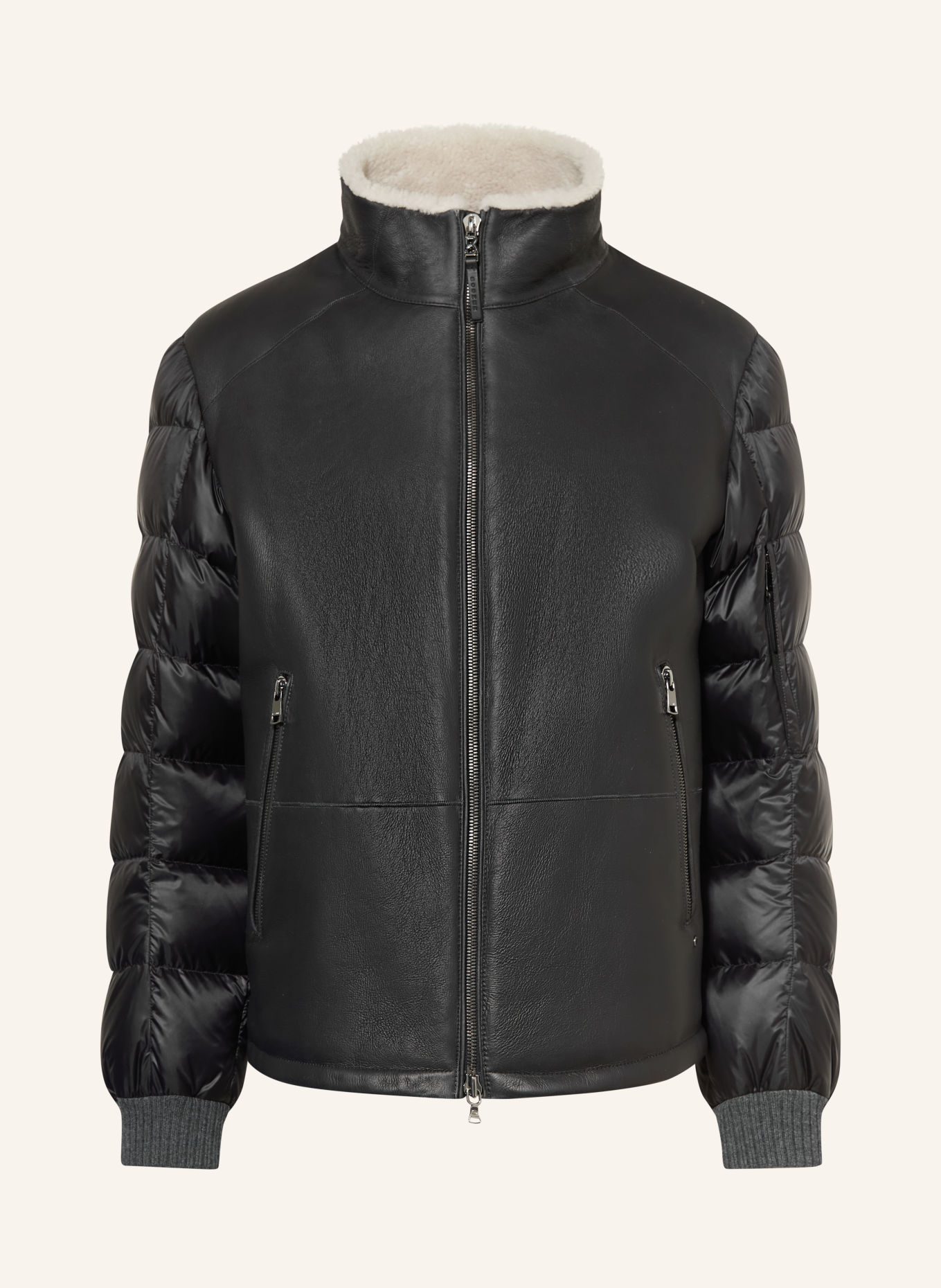 BOGNER Donsjas ALECO-DL2 met leer: ZWART / CRÈME
