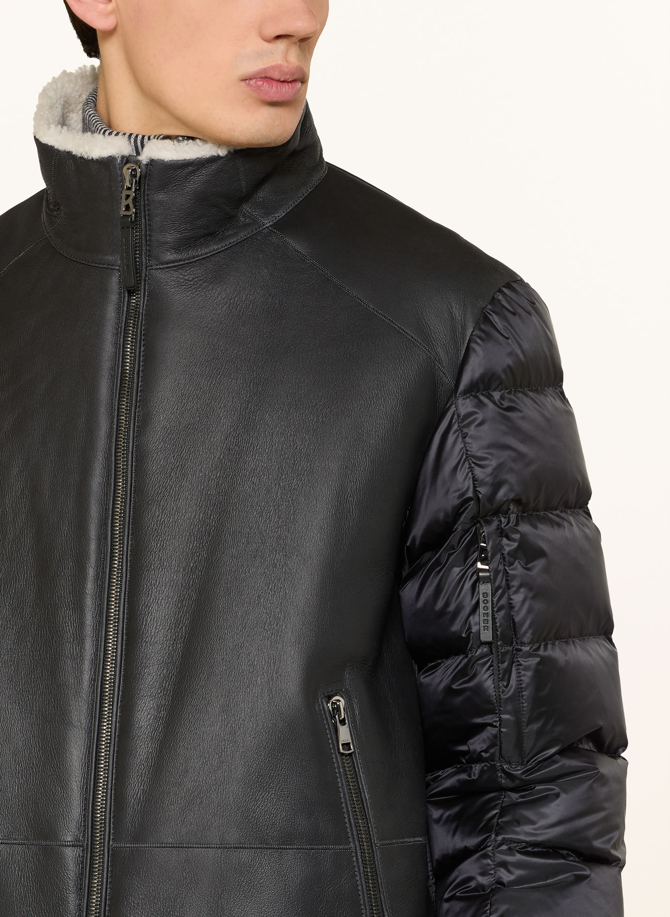 BOGNER Donsjas ALECO-DL2 met leer: ZWART / CRÈME
