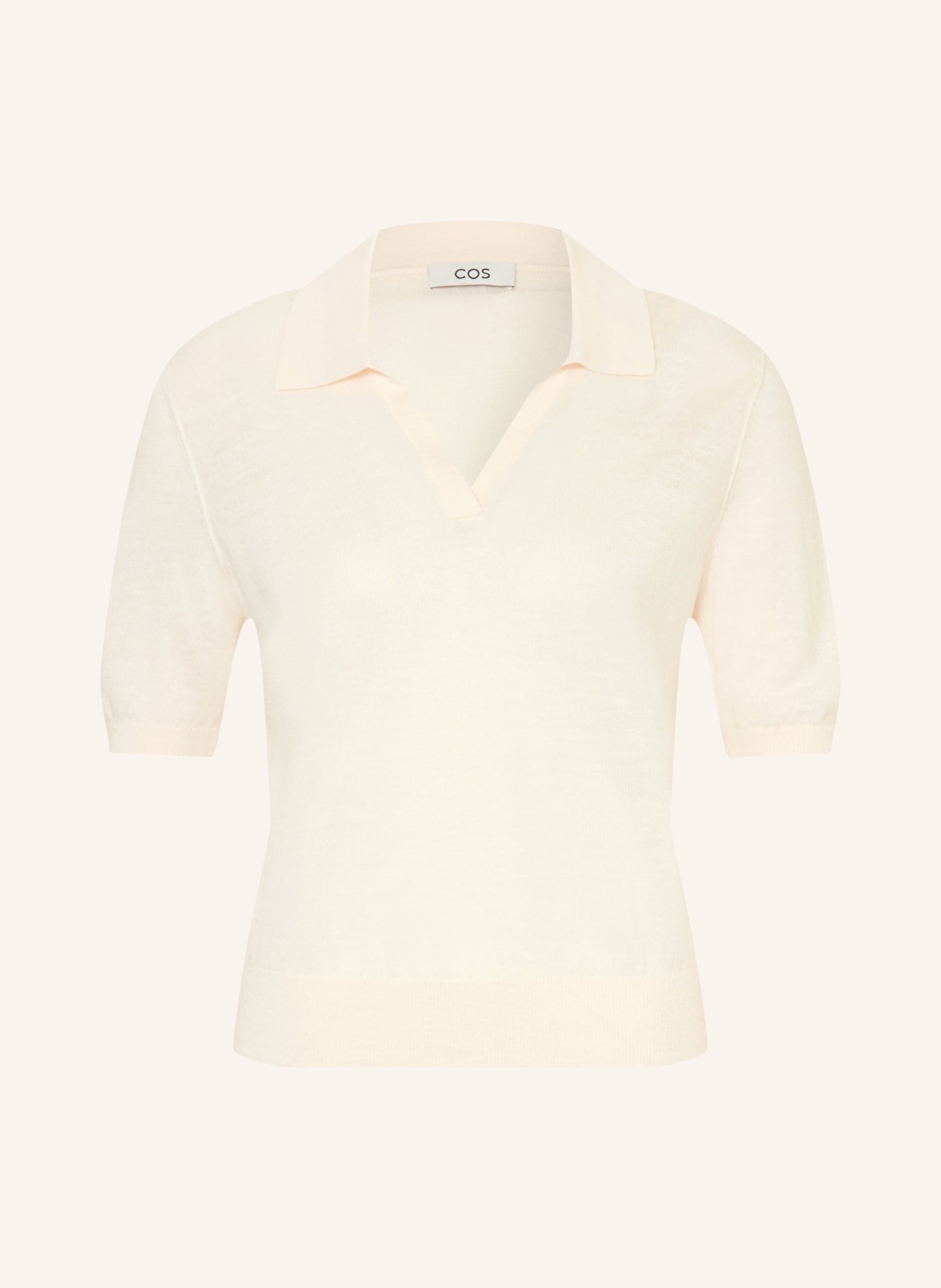 COS Strick-Poloshirt mit Leinen: WEISS