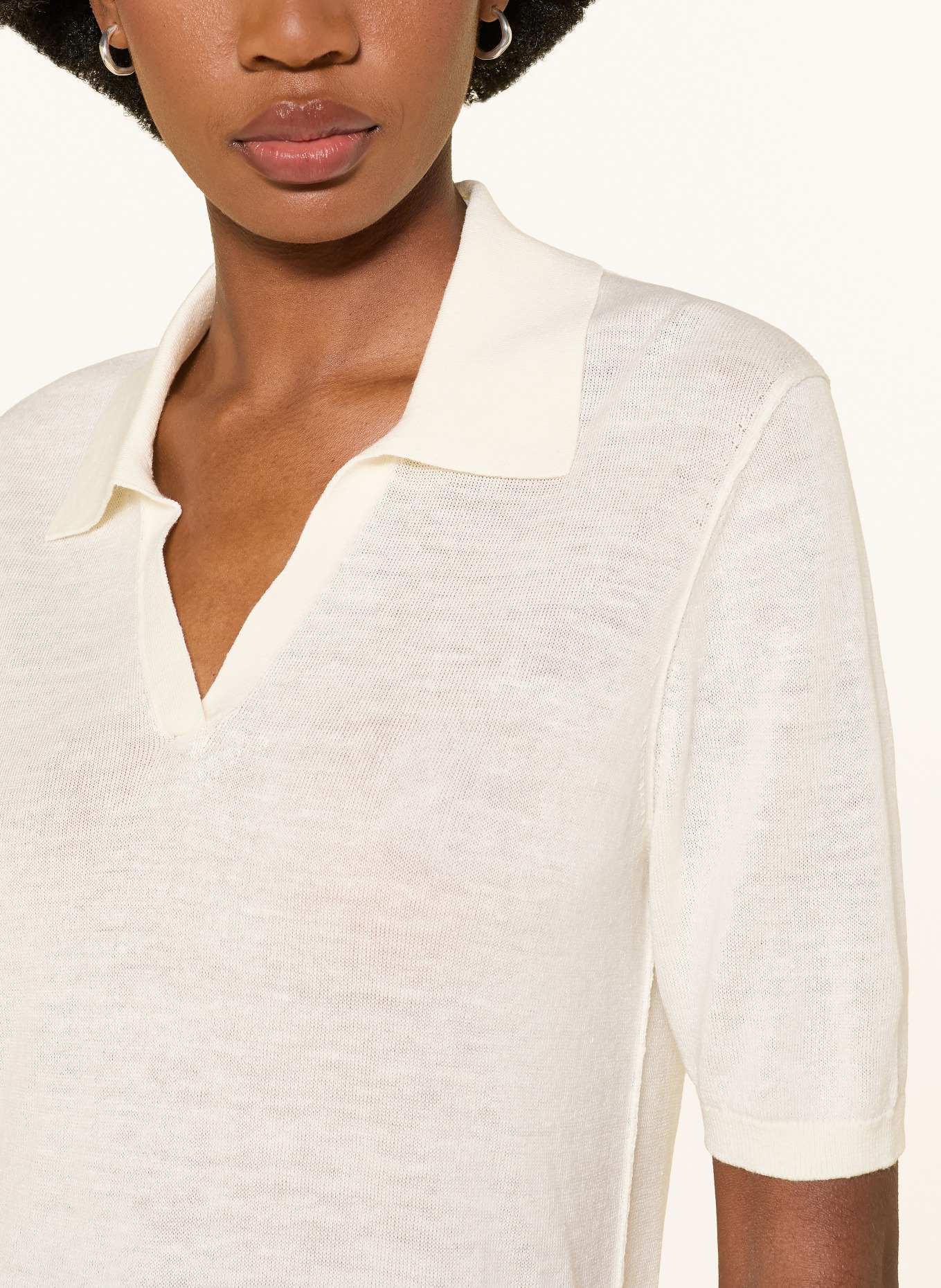 COS Strick-Poloshirt mit Leinen: WEISS