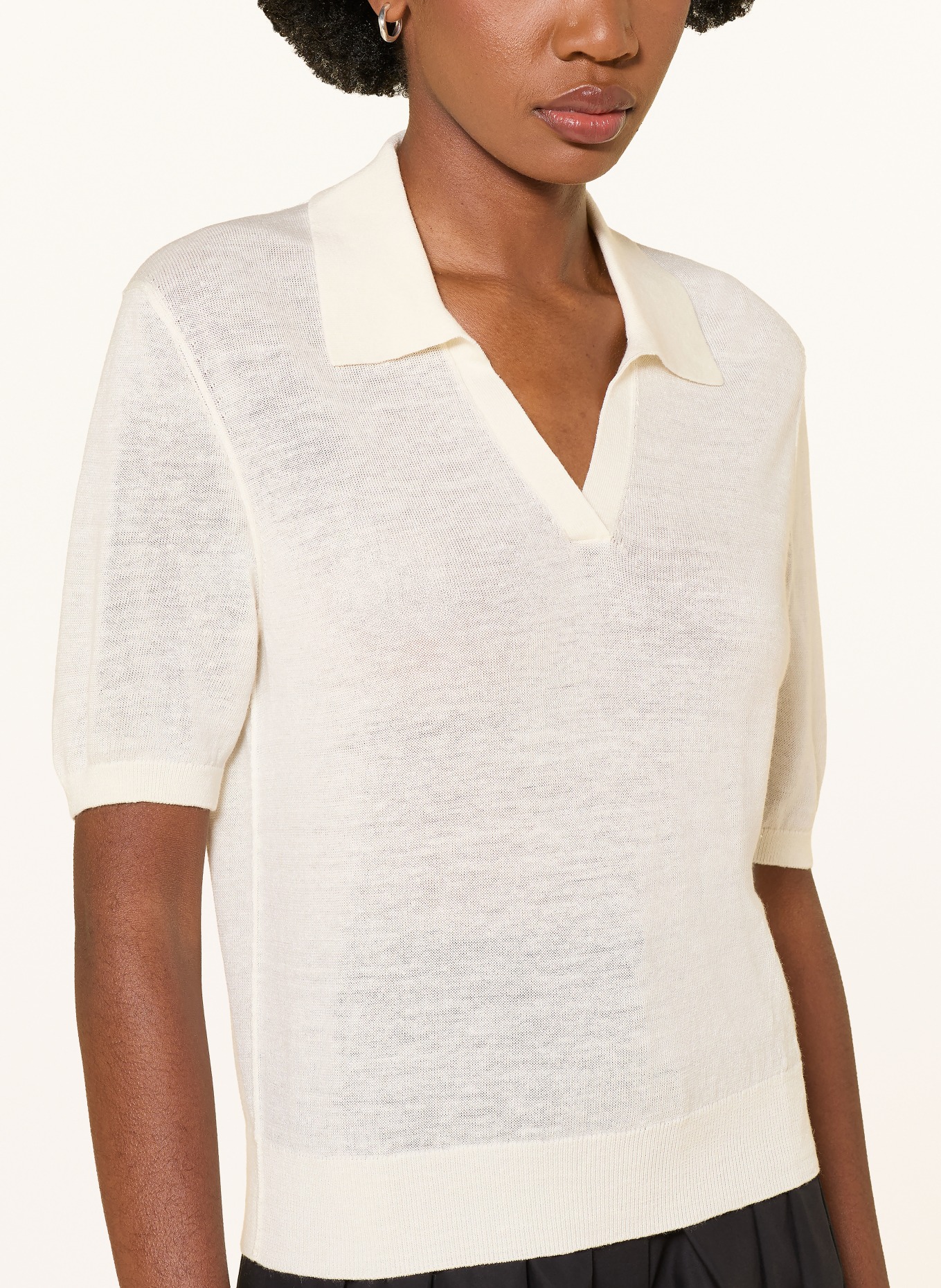 COS Strick-Poloshirt mit Leinen: WEISS